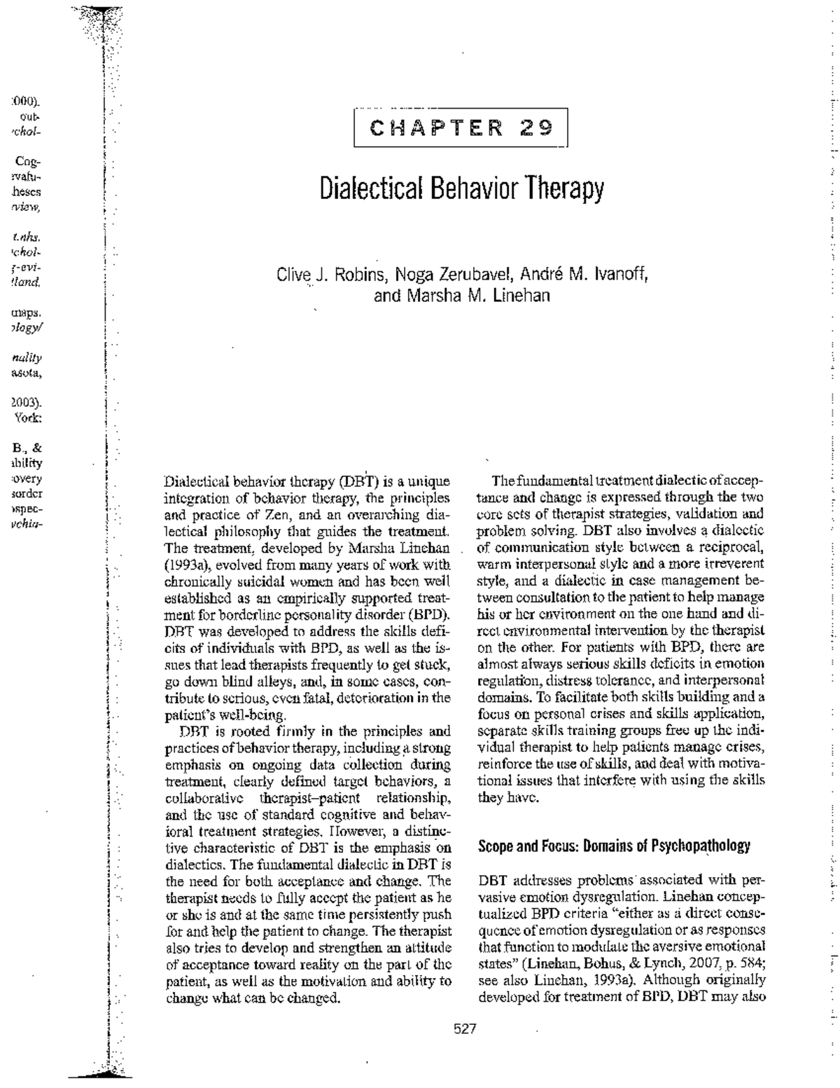 Dialectical Behavior Therapy (DBT) Overview and Applications - Studocu