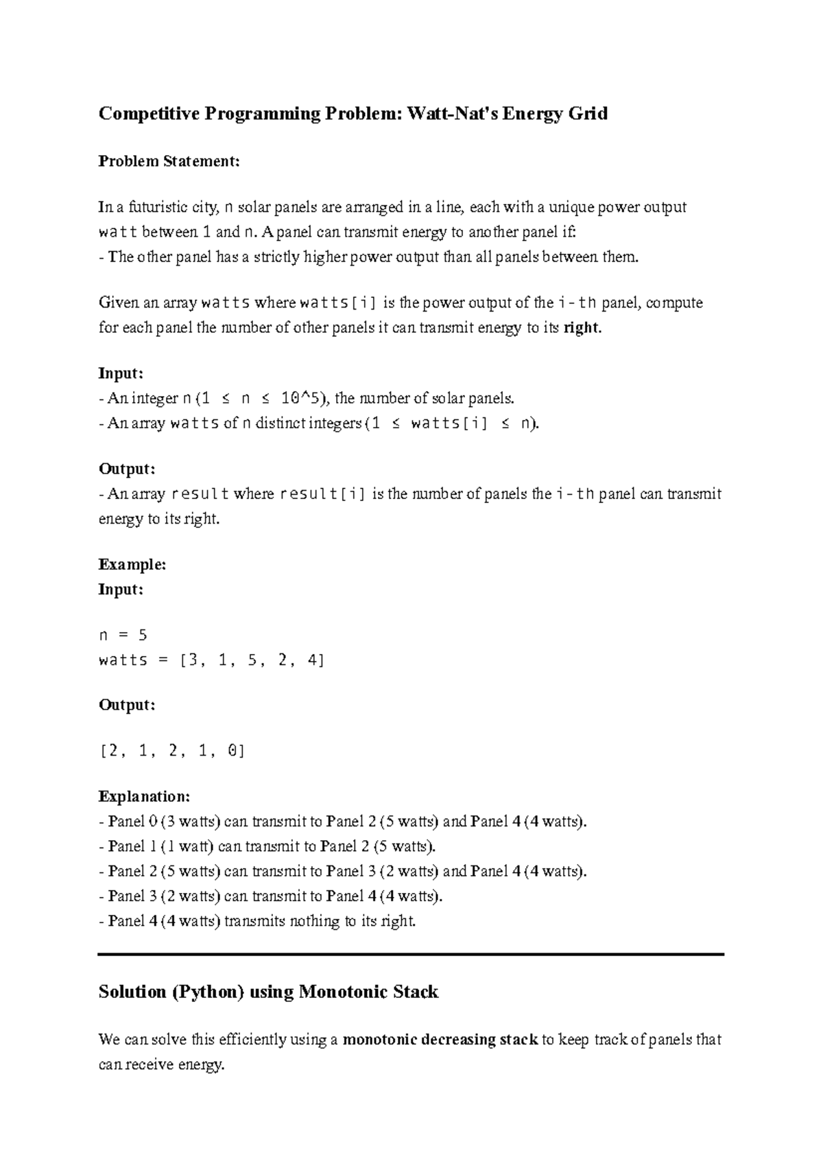 Energy Grid Problem: Competitive Programming Assignment (WATT NAT ...