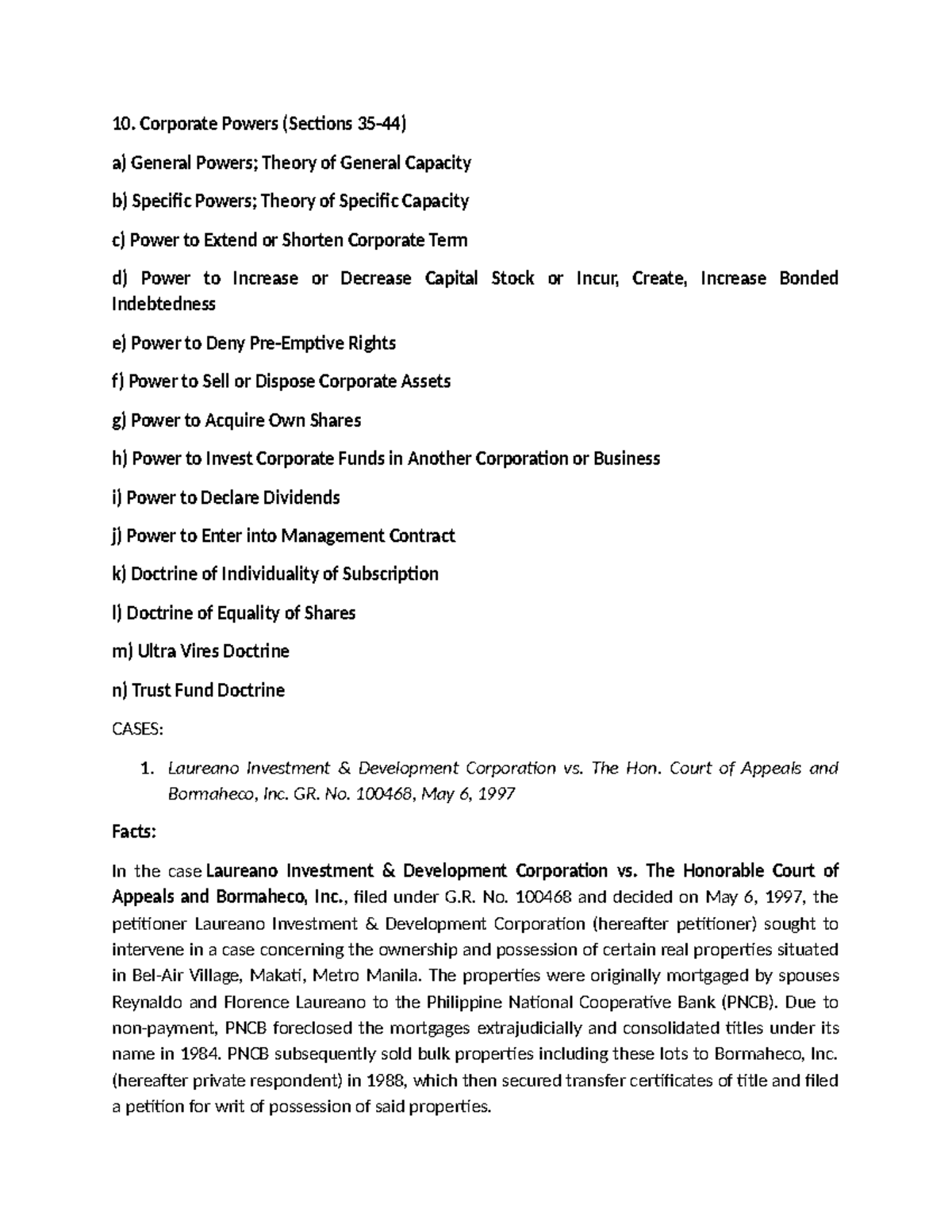 Corporate Powers and Case Law Digest: Key Legal Principles and Rulings ...