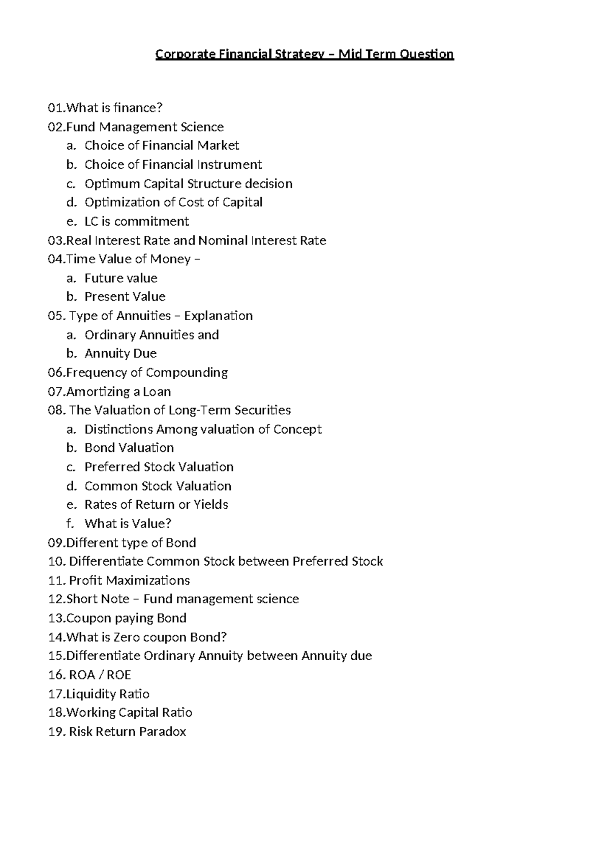 Corporate Financial Strategy – Midterm Exam Study Guide - Studocu