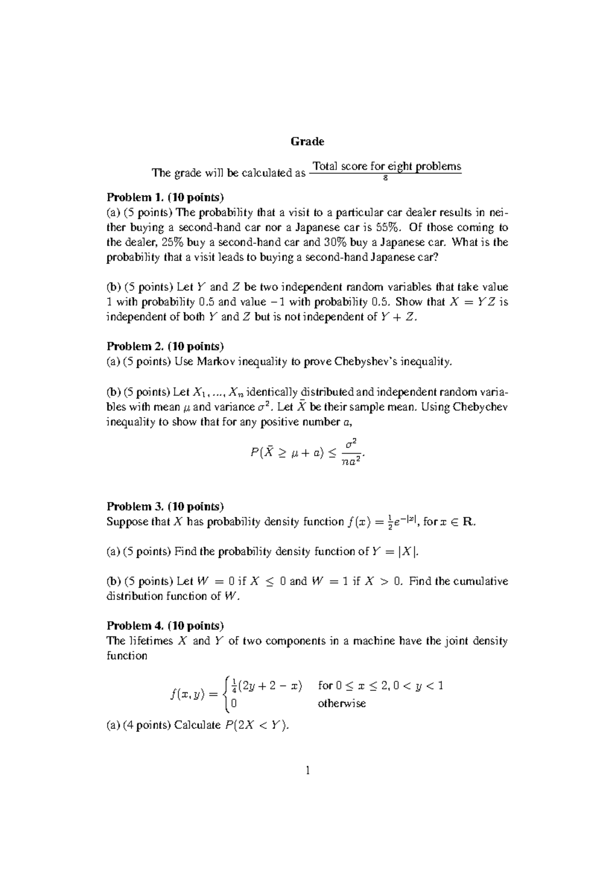 Practice Exam Statistics 2020/2021: Problems and Solutions - Studeersnel
