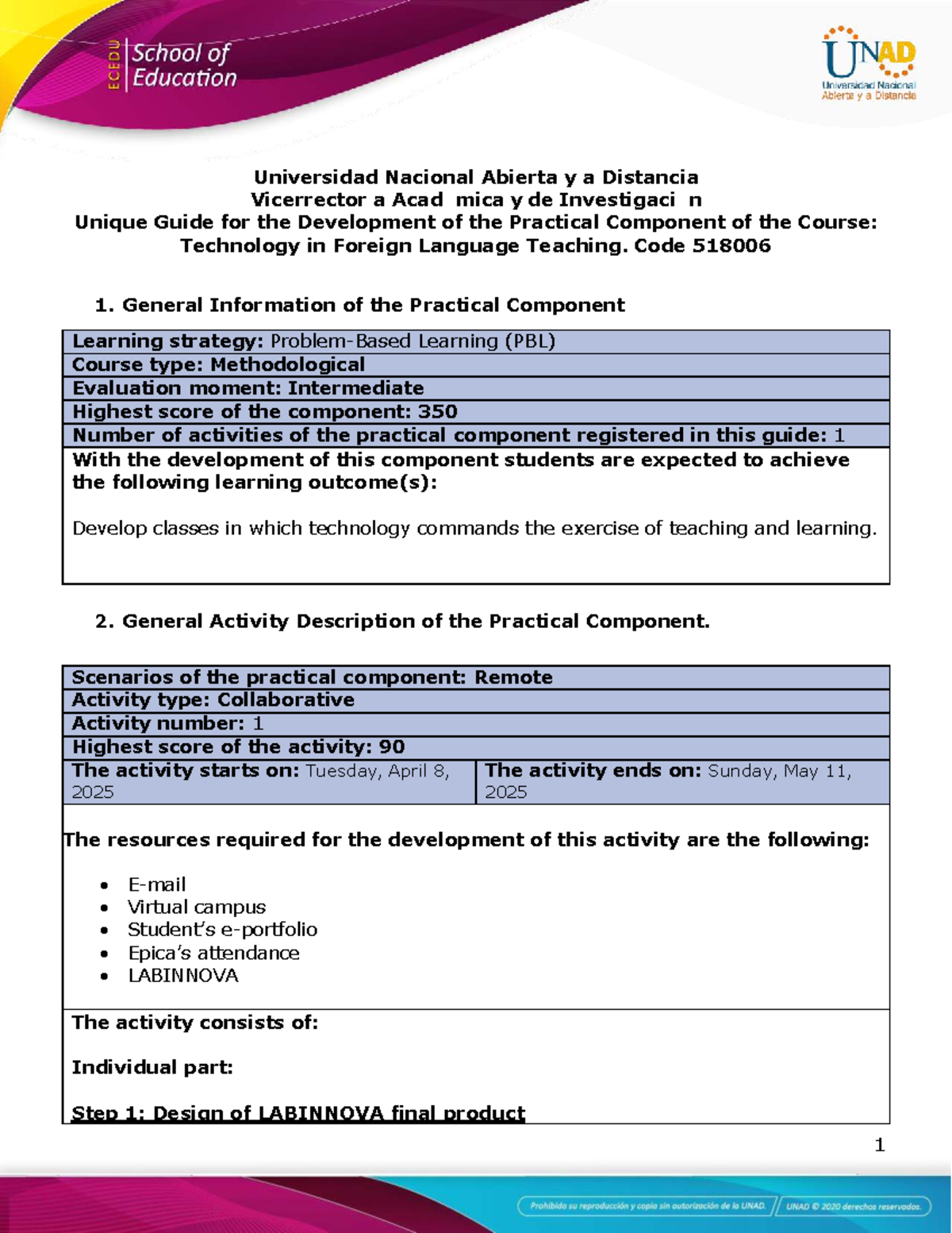 Guide for Practical Component Development & Evaluation Rubric - 518006 ...