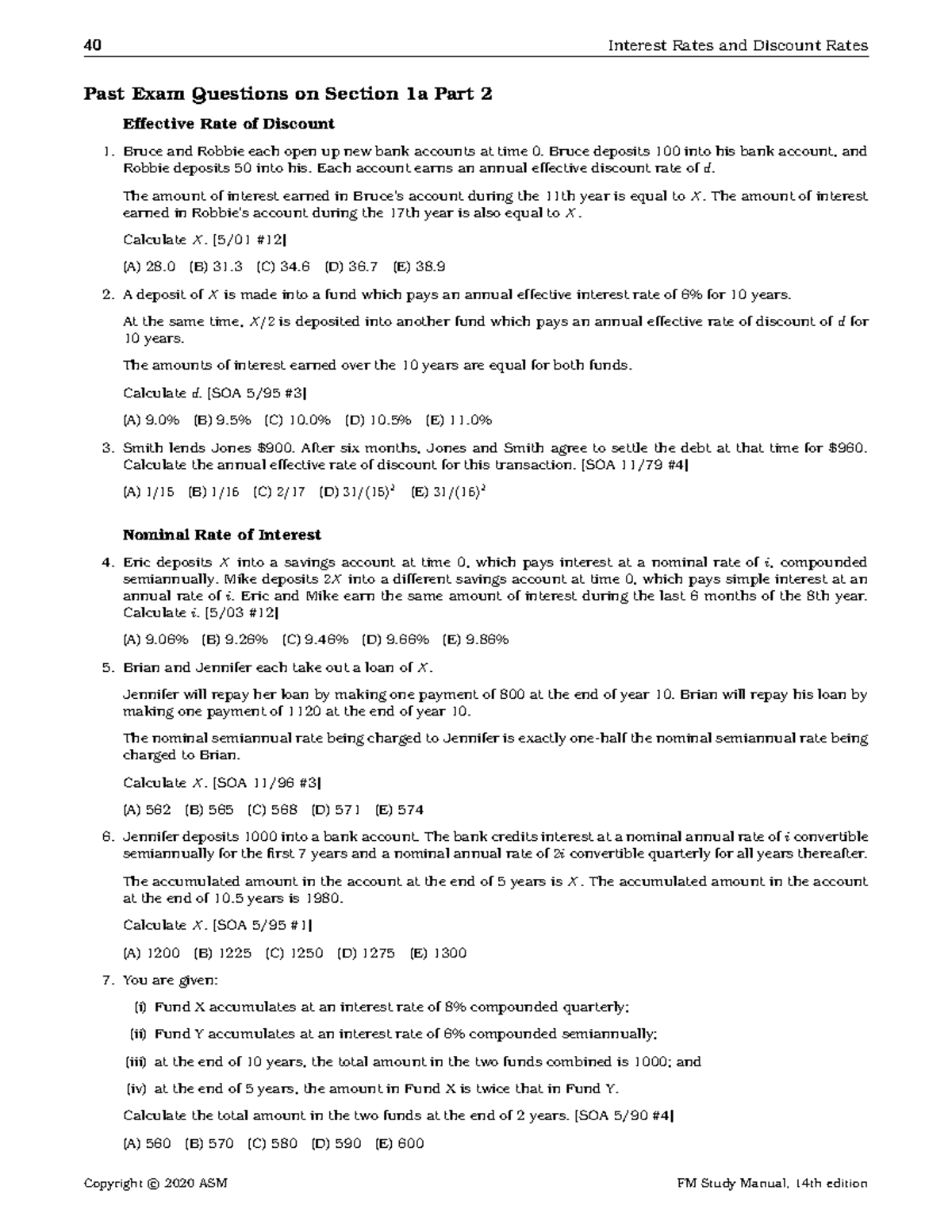 P2 Final Exam Questions on Nominal Effective Rates of Discount - Studocu