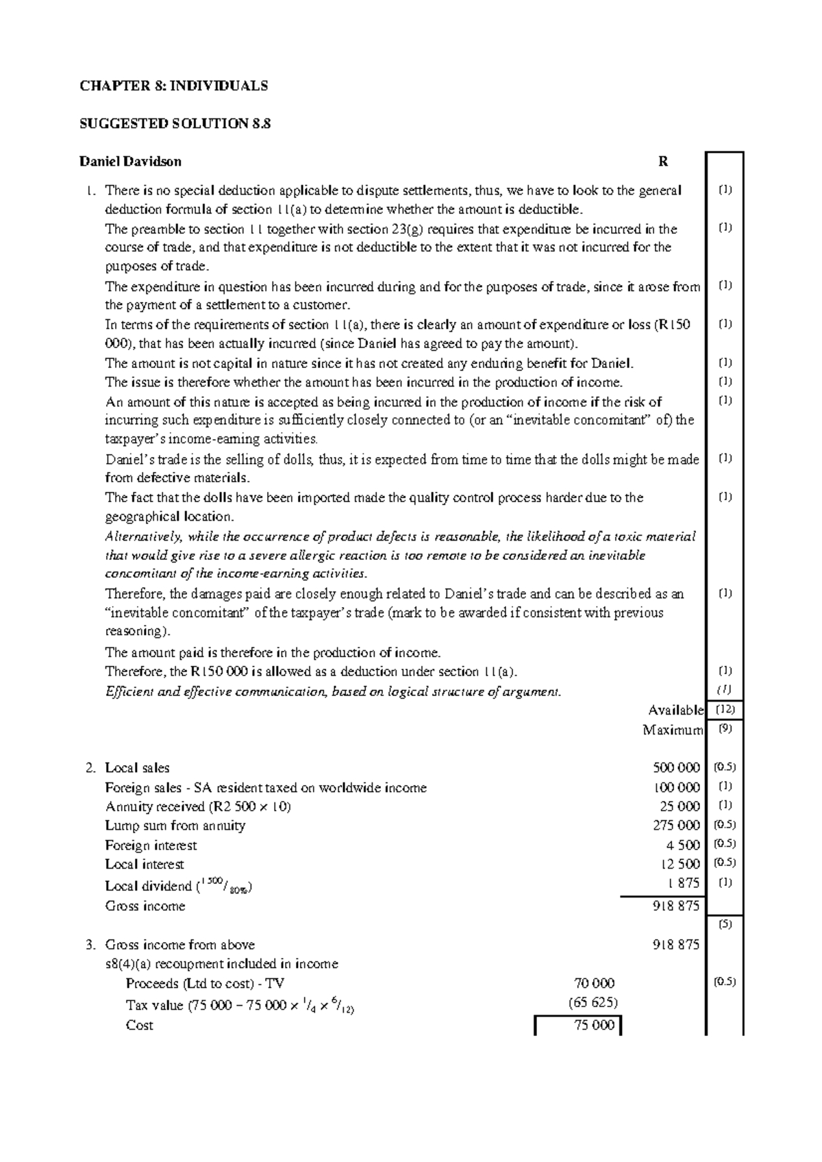CHAPTER 8: QSAT 8.8 Suggested Solutions and Analysis - Studocu