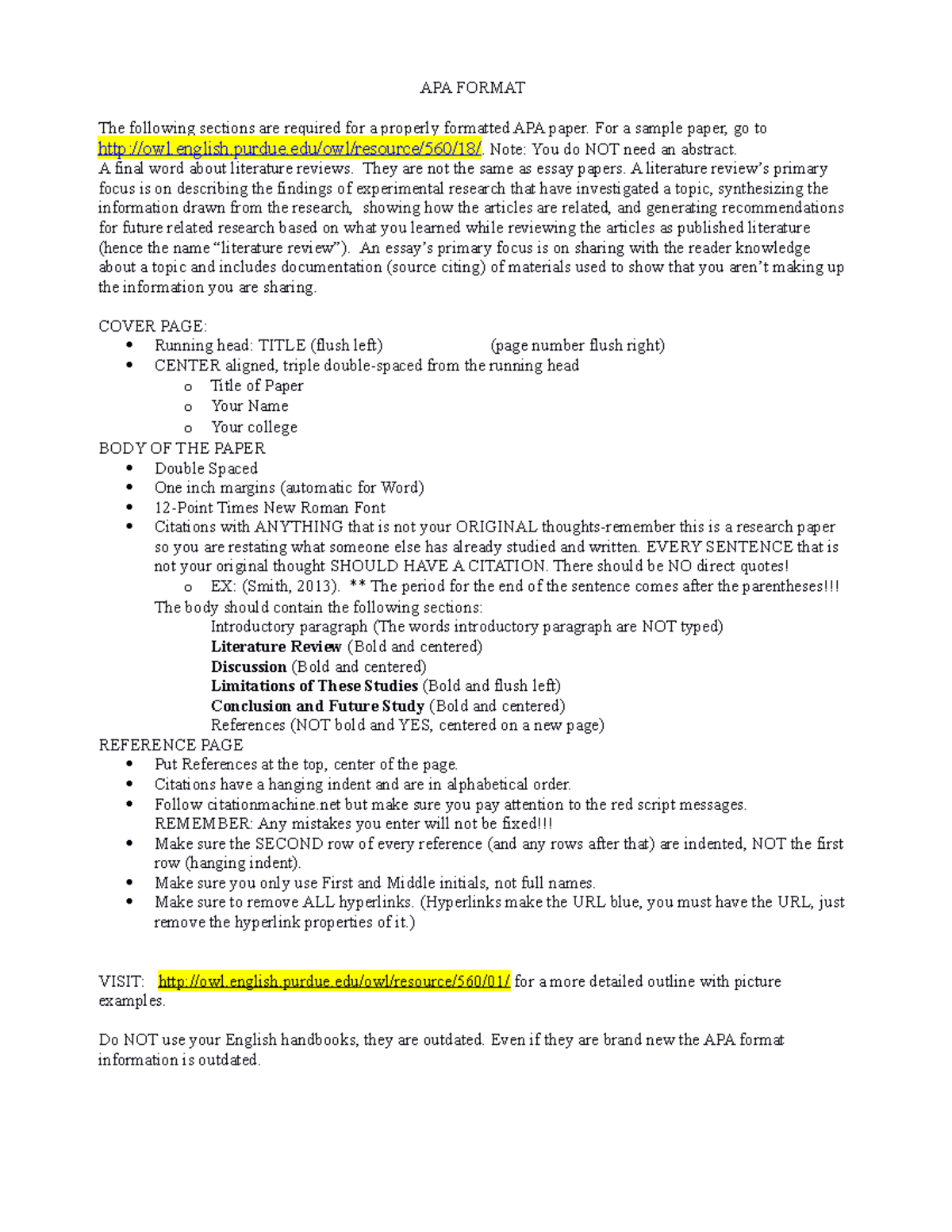 APA Format - nothing - APA FORMAT The following sections are required ...
