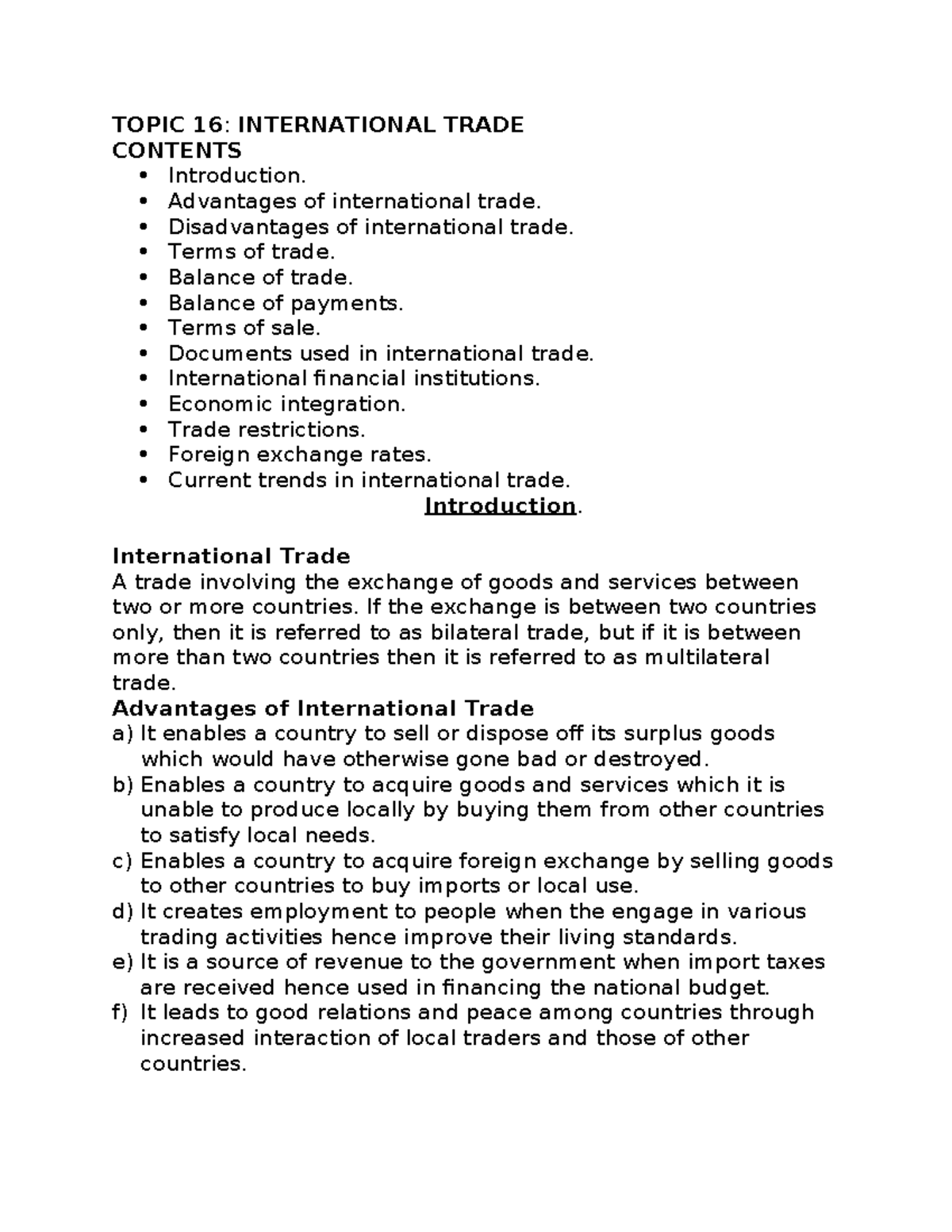 International trade 2024 final exam notes - Studocu
