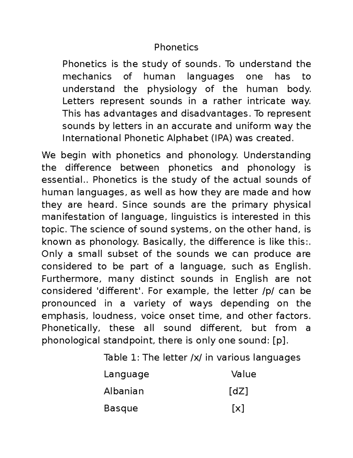 Phonetics - Lecture notes 1-2 - Phonetics Phonetics is the study of ...