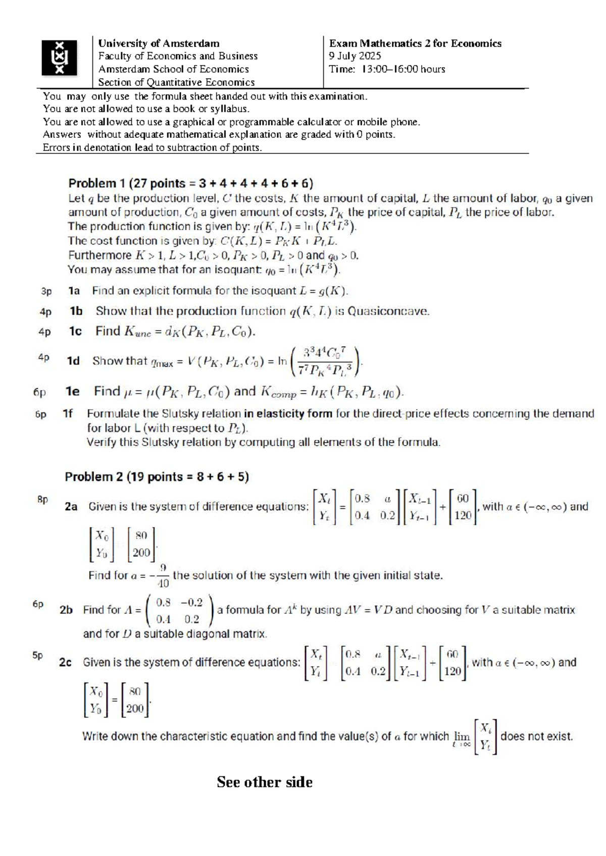 Resit Test 09-07-2025 - Exam solutions - University of Amsterdam ...