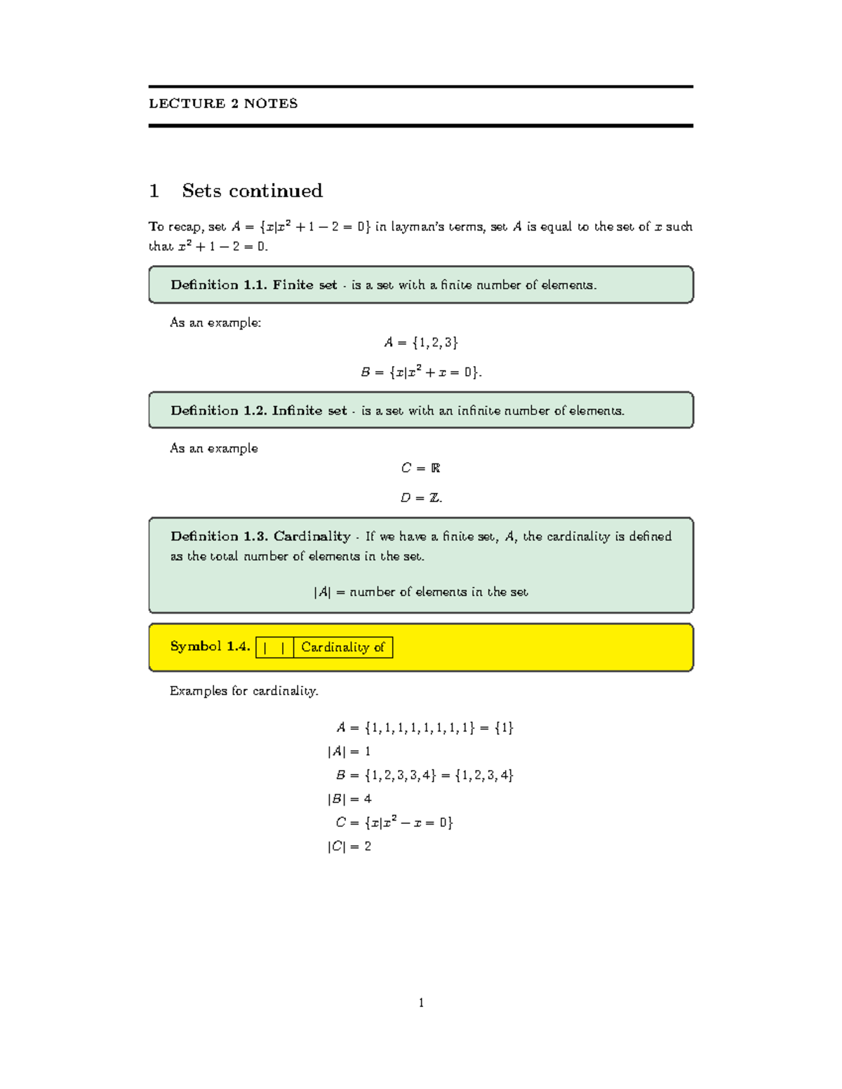 Math 101: Lecture Notes on Sets and Set Operations - Studocu