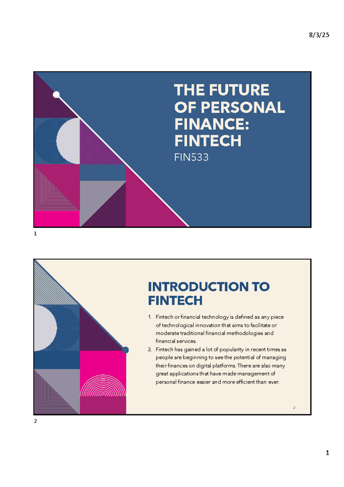 Fintech Fundamentals: Managing Personal Finance in FIN533 - Studocu