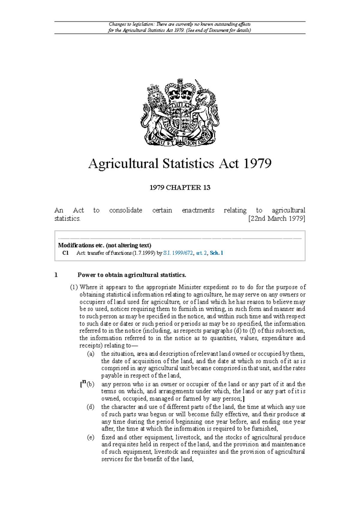 Agricultural Statistics Act 1979: Overview and Legislative Changes ...