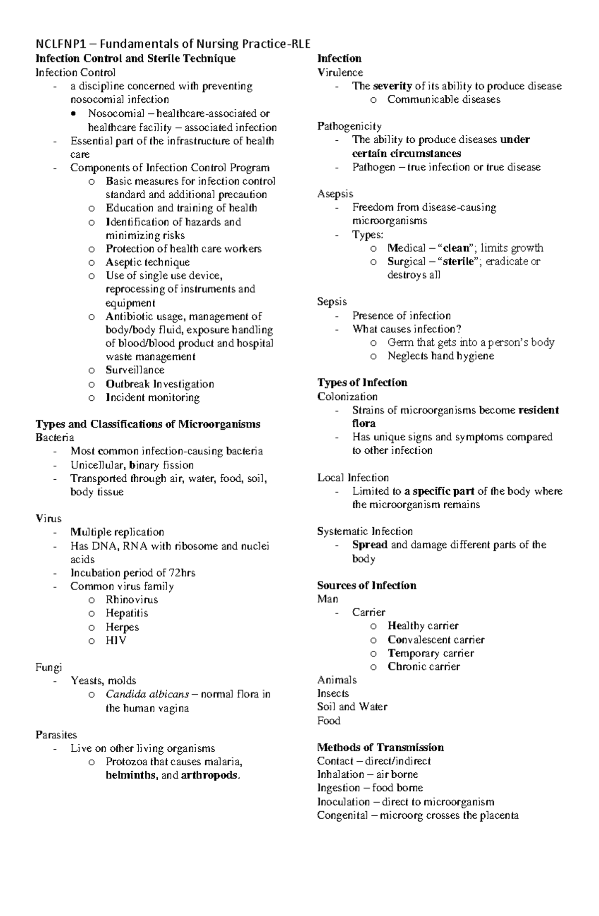 Nclfnp 1 - Chapter 1 - Lecture Notes for Fundamentals of Nursing ...