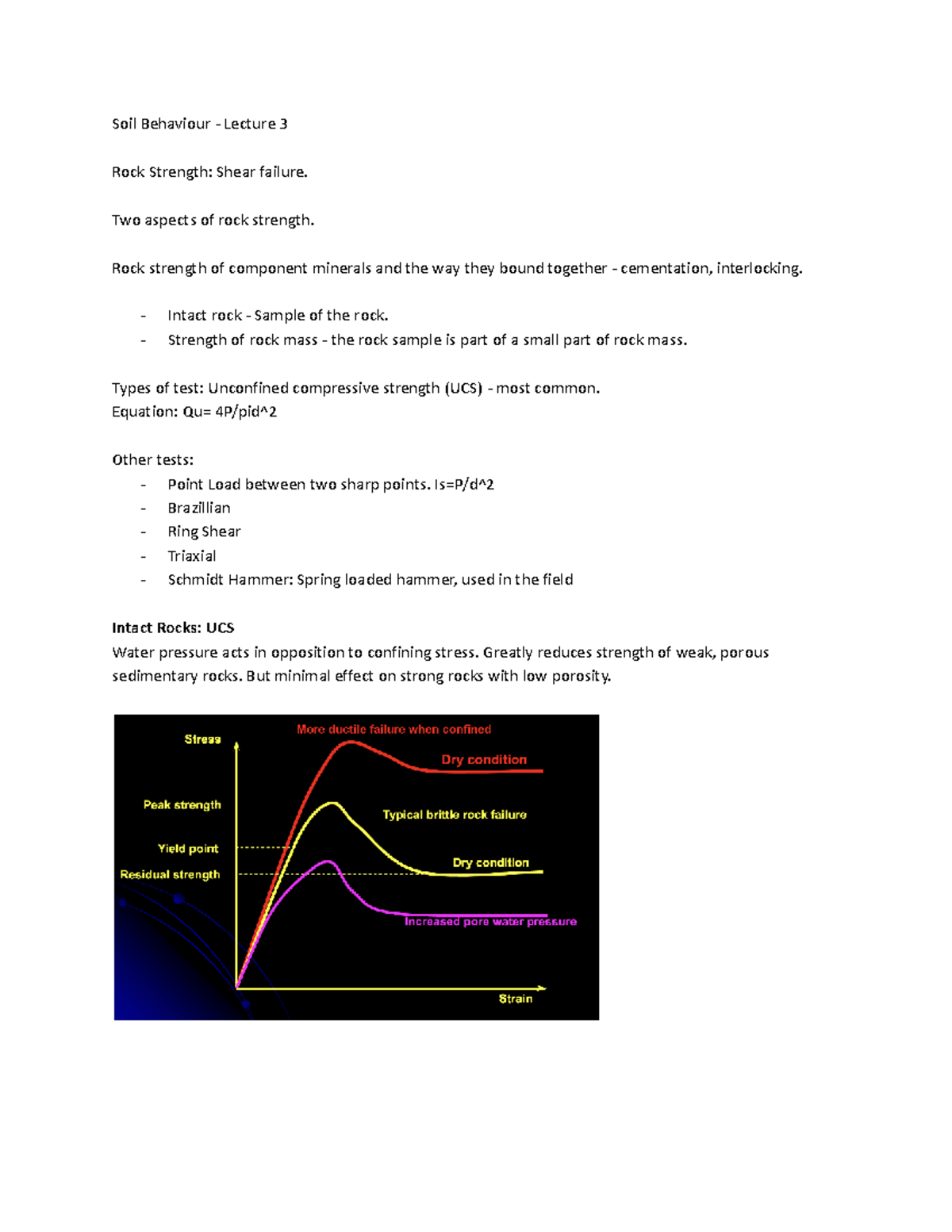 Soil Behaviour - Lecture 3: Rock Strength & Shear Failure Insights ...