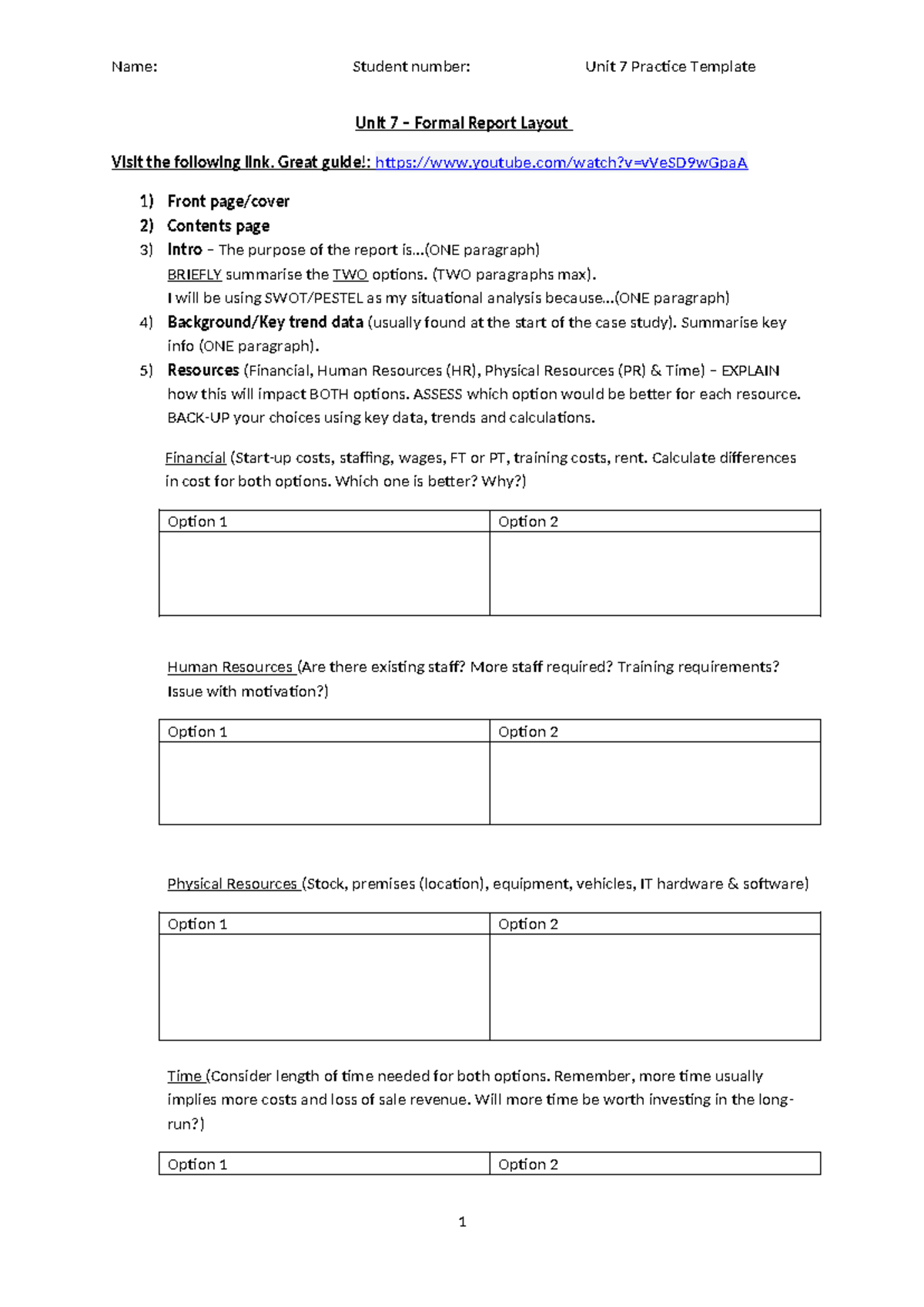 Unit 7 - Formal Report Layout Template Guide for Students - Studocu