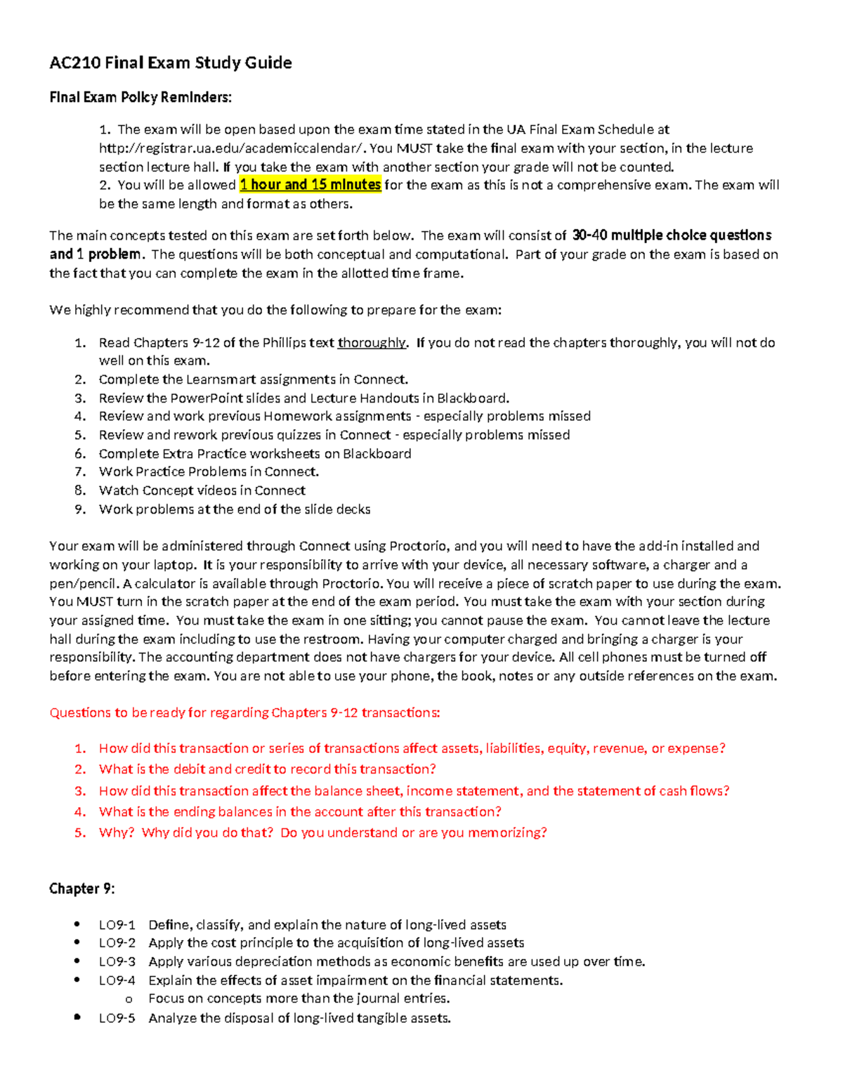 AC210 Final Exam Study Guide for Chapters 9-12 - Studocu