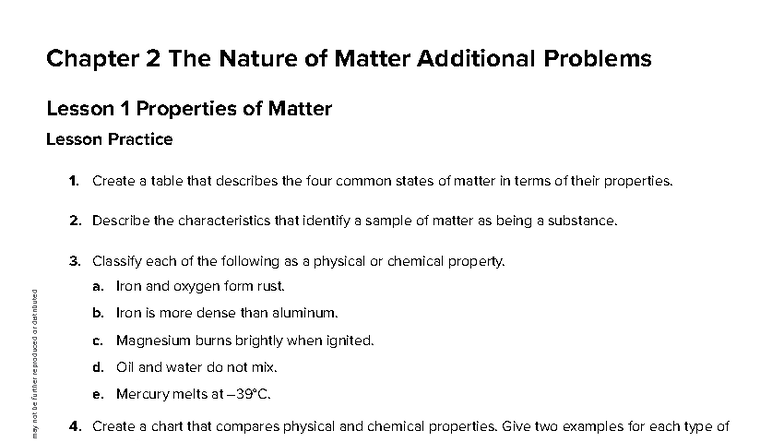 Chapter 2: Properties of Matter - Additional Problems & Practice - Studocu
