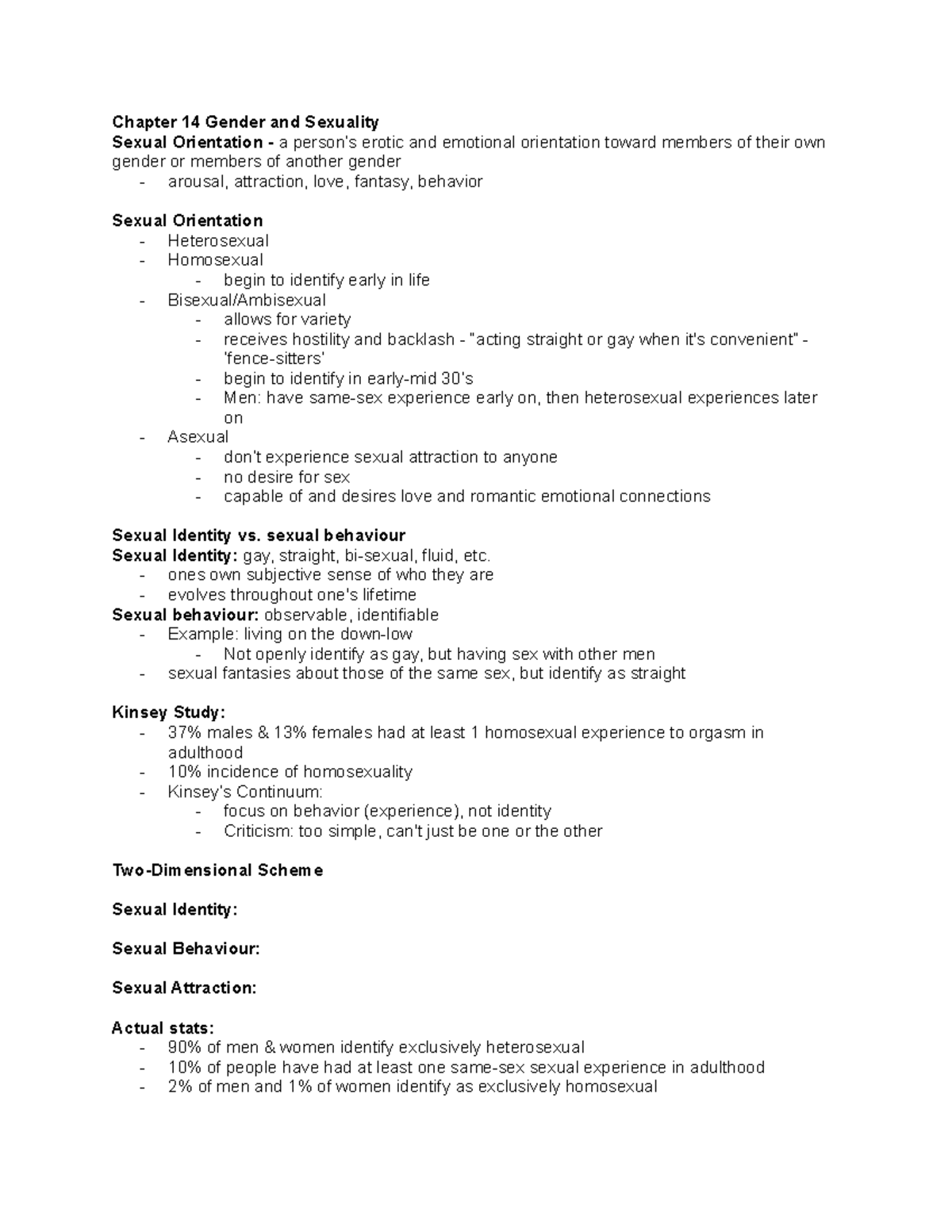 2076 Week 7 - Chapter 14 Gender and Sexuality Overview - Studocu