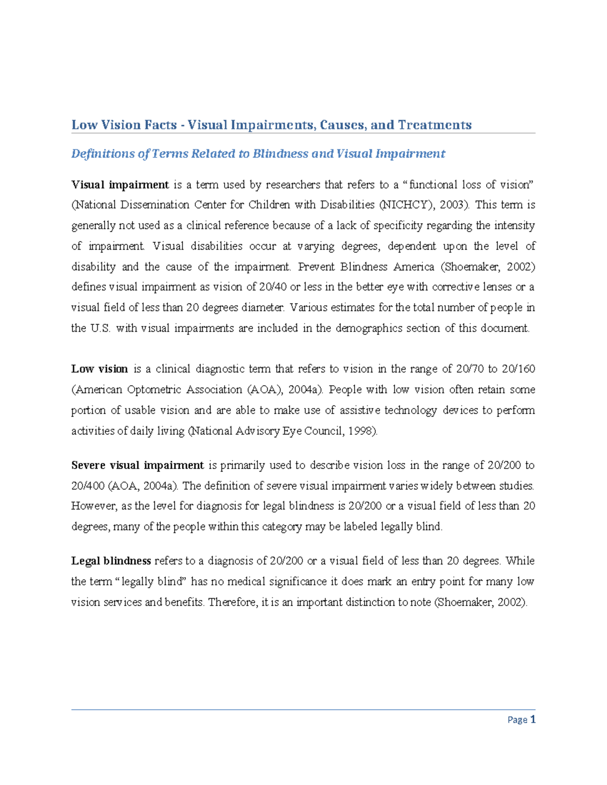 Low Vision Facts: Causes, Treatments, and Definitions of Visual ...