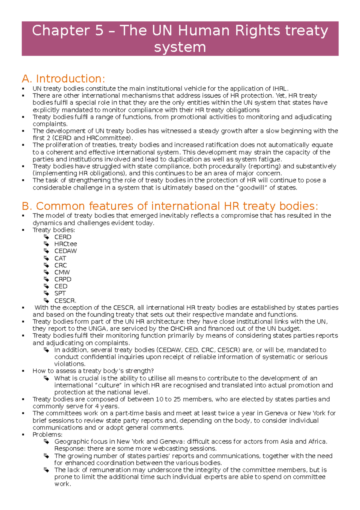 Chapter 5 - The UN Human Rights Treaty System (IHRL & Practice Insights ...