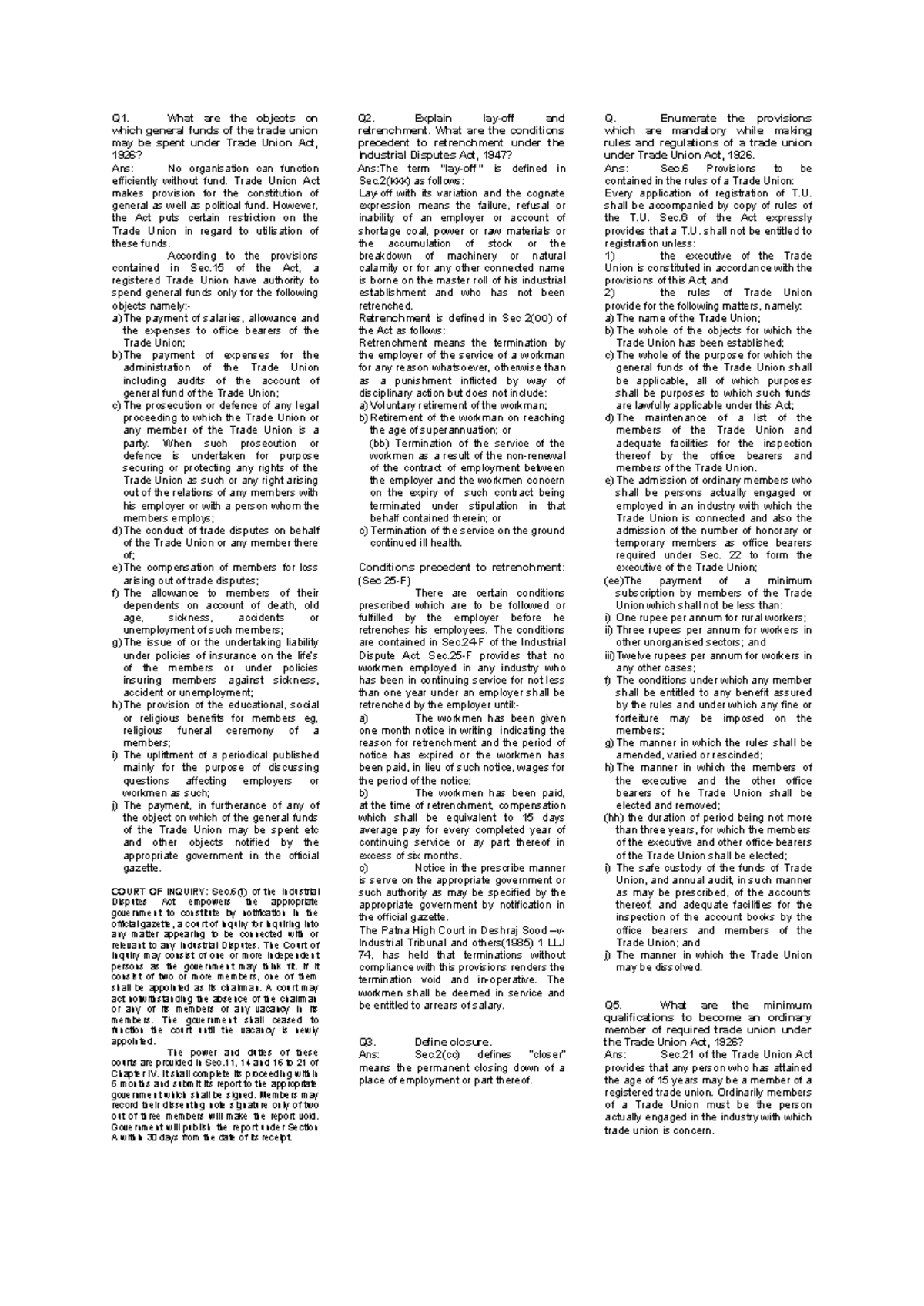 Labour Law Overview: Key Provisions and Concepts (r677i) - Studocu