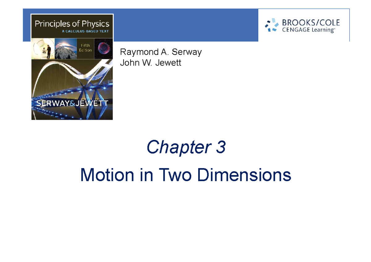 Chapter 3: Motion in Two Dimensions - Key Concepts and Equations - Studocu