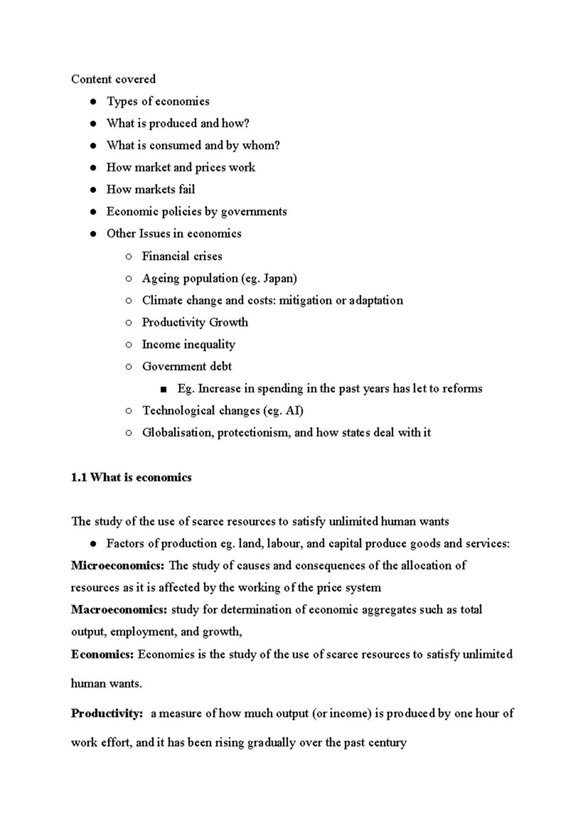 Econ 208 Chapter 1 - Intro to Microeconomics: Key Concepts Overview ...