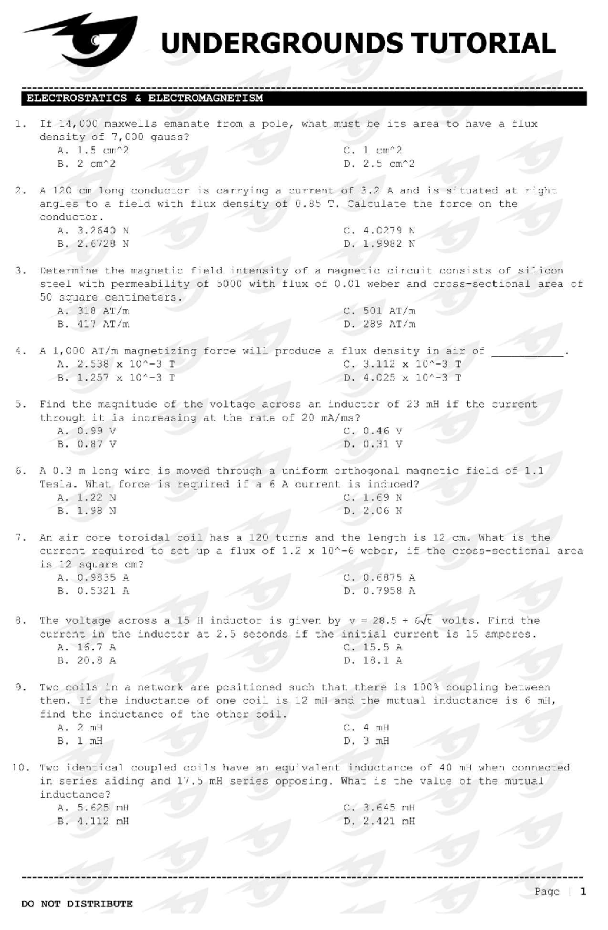 EE 01 02 Estat EMAG - Elec mag - BS Electrical Engineering - Studocu