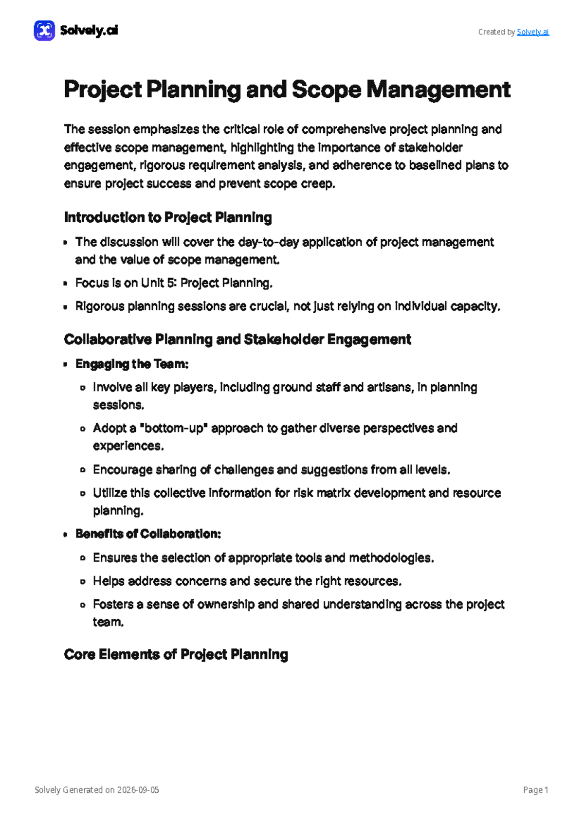 2026 09 05 - Project Scope & Time Management - Webinar 4 Notes - Studocu