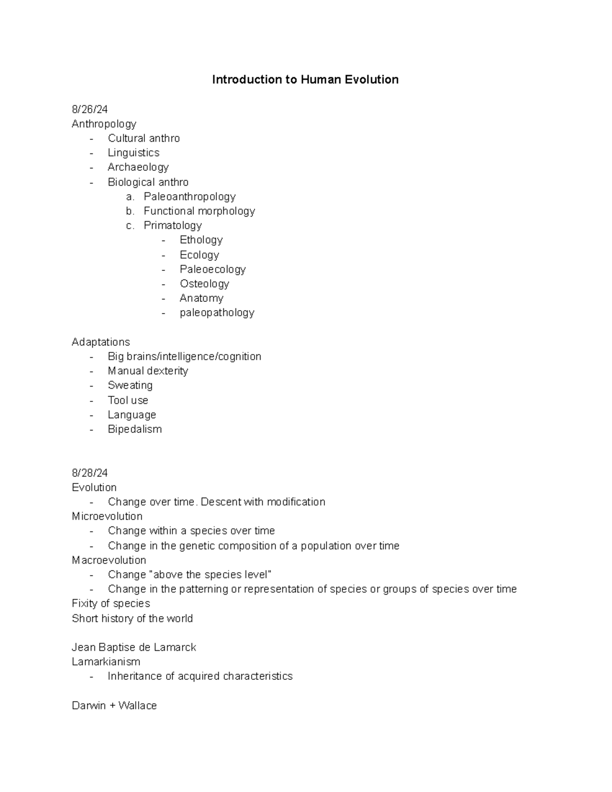 FL2024.L48.Anthro.150A.01 Human Evolution Lecture Notes - Studocu
