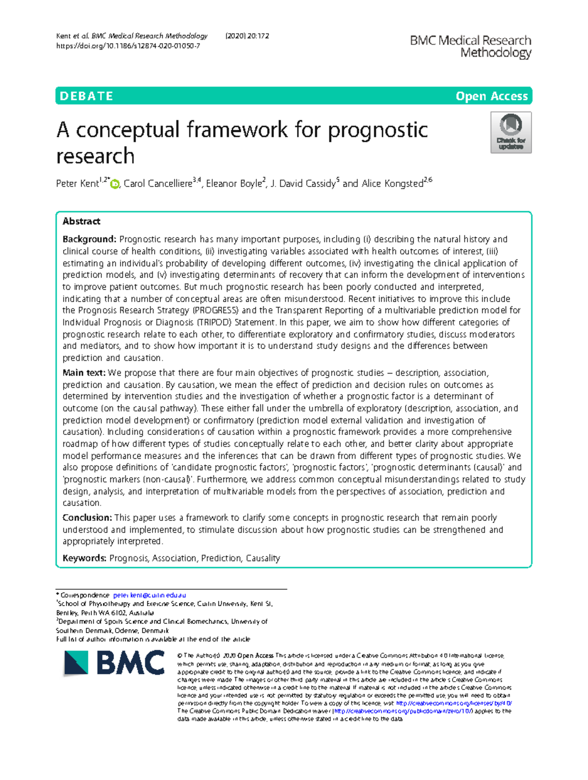 Prognostic Research Framework: Understanding Prediction and Causation ...