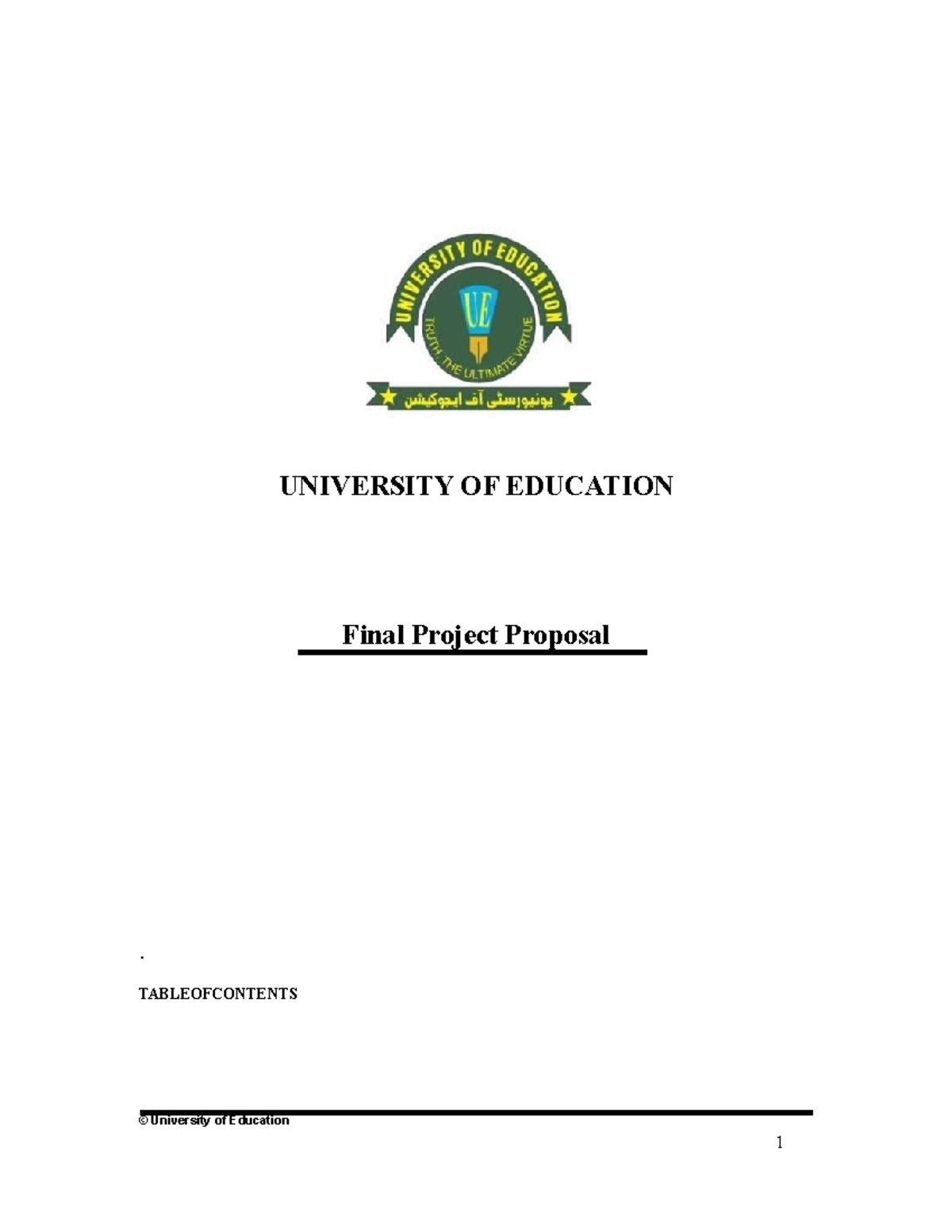 UNIVERSITY OF EDUCATION Final Project Proposal: Intelligent Barrier ...