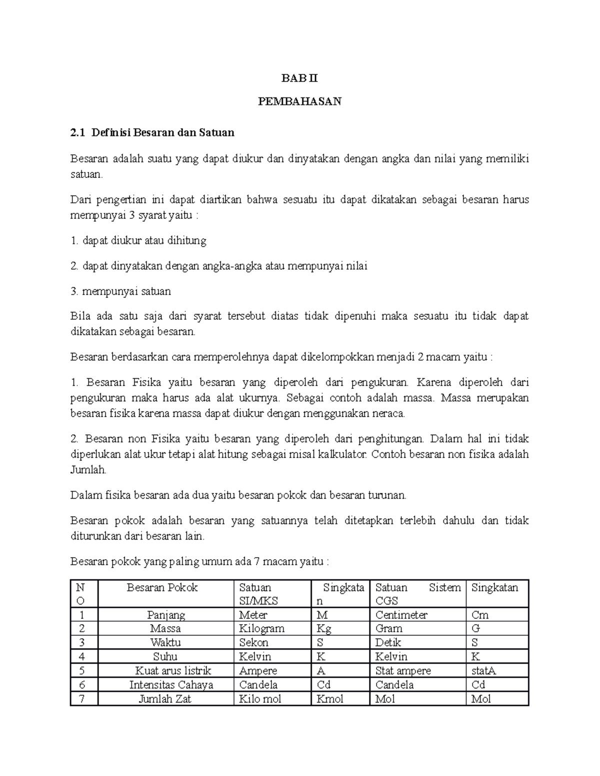 Fisika I: Pendahuluan Definisi Besaran, Satuan, dan Dimensi - Studocu