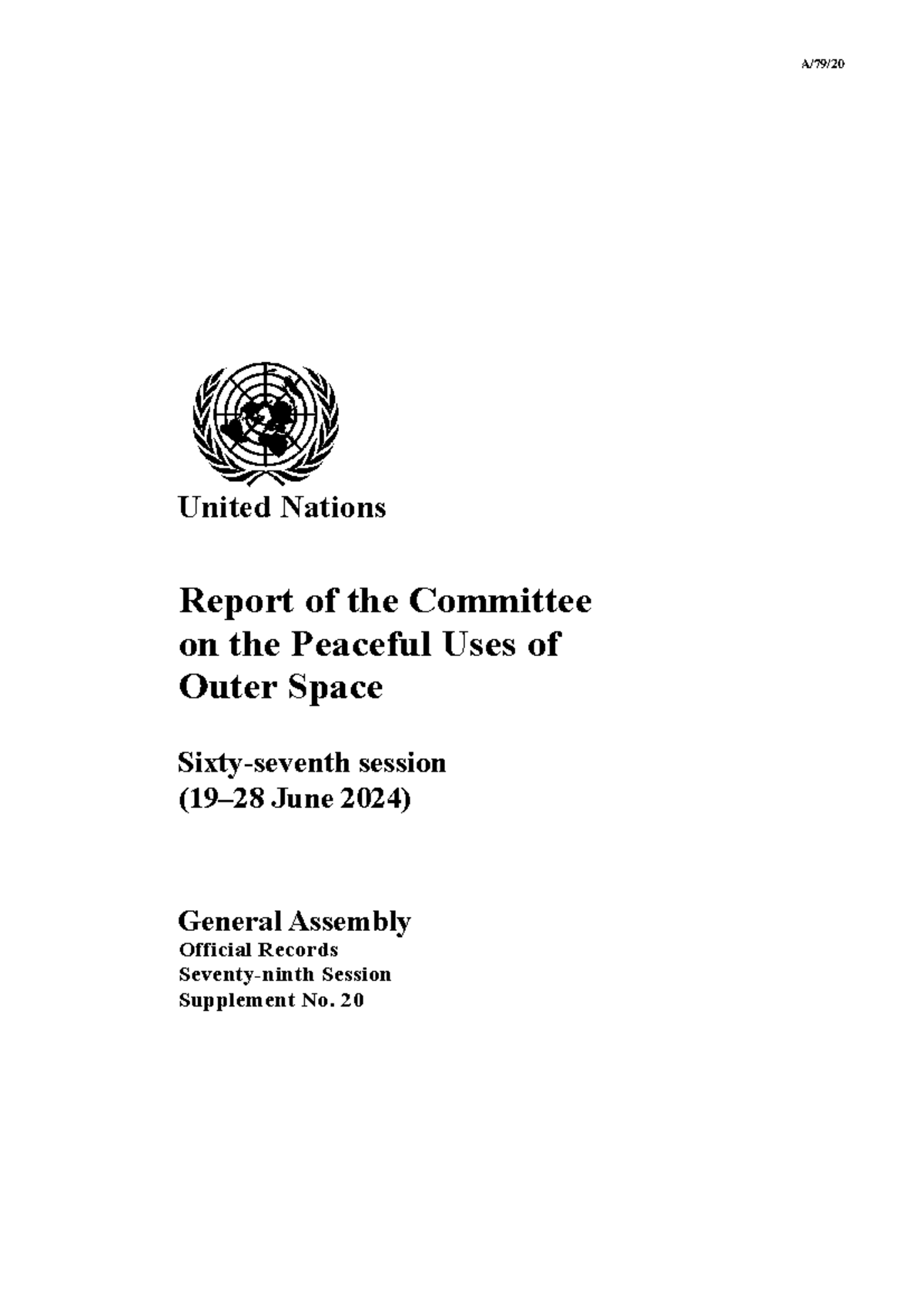 Kosmos Report of the Committee on the Peaceful Uses of Outer Space ...