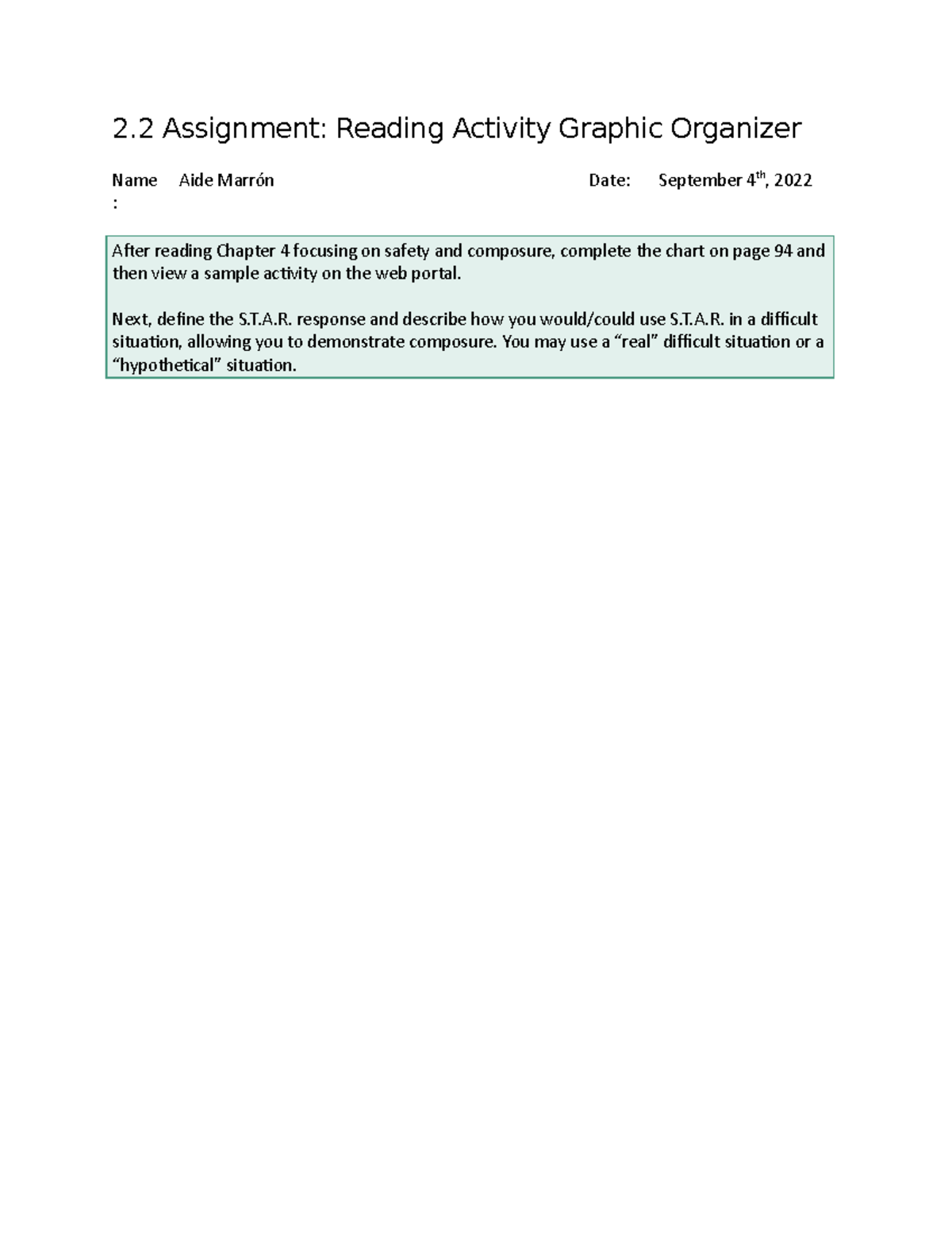 2 - Assignment 2.2: Graphic Organizer for Conscious Discipline Chapters ...