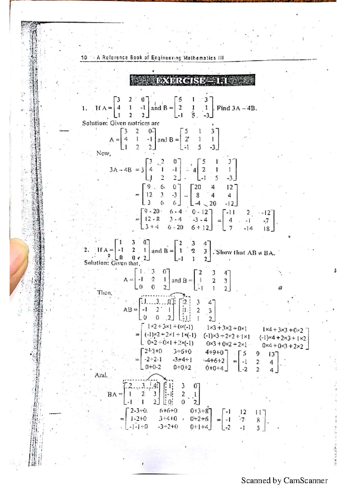 Engineering Mathematics Reference Book: Exercises 1.1 & 1.2 - Studocu