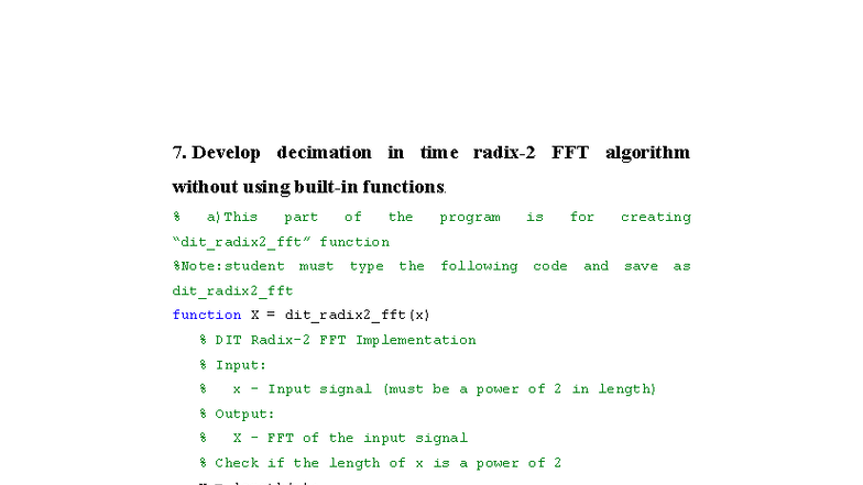 FFT & Filter Programs: DIT Algorithm & IIR Butterworth Design - Studocu