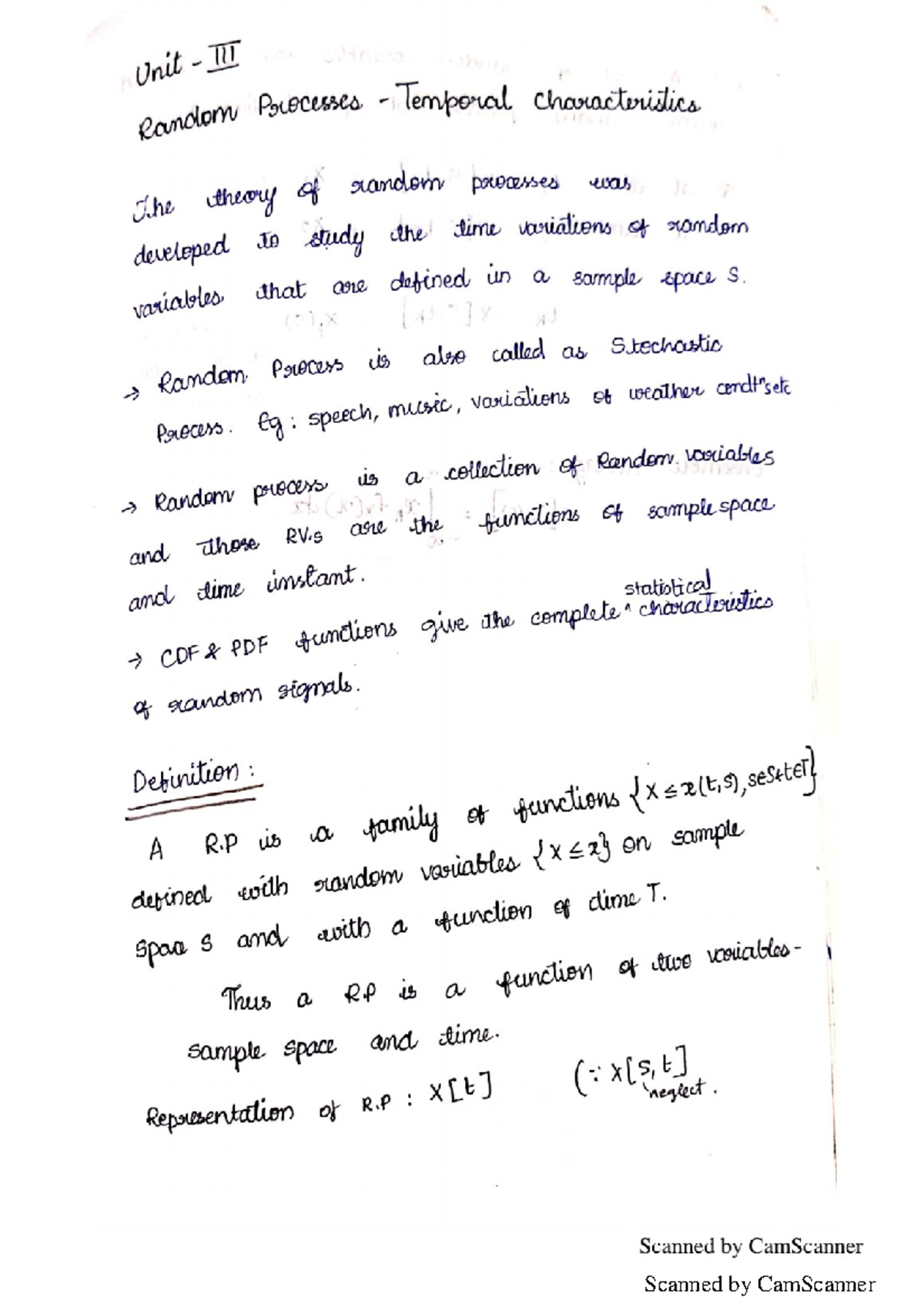 Unit 3 Notes: Temporal Characteristics of Random Processes - Studocu
