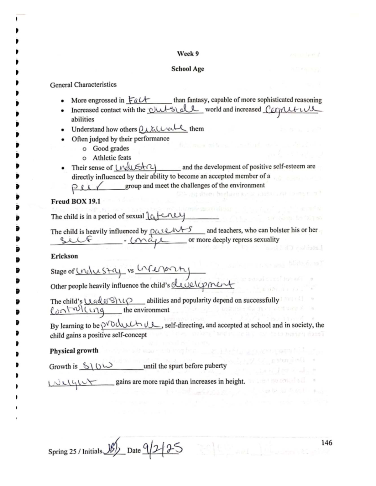 Week 9: School Age Development & Safety Considerations - Studocu