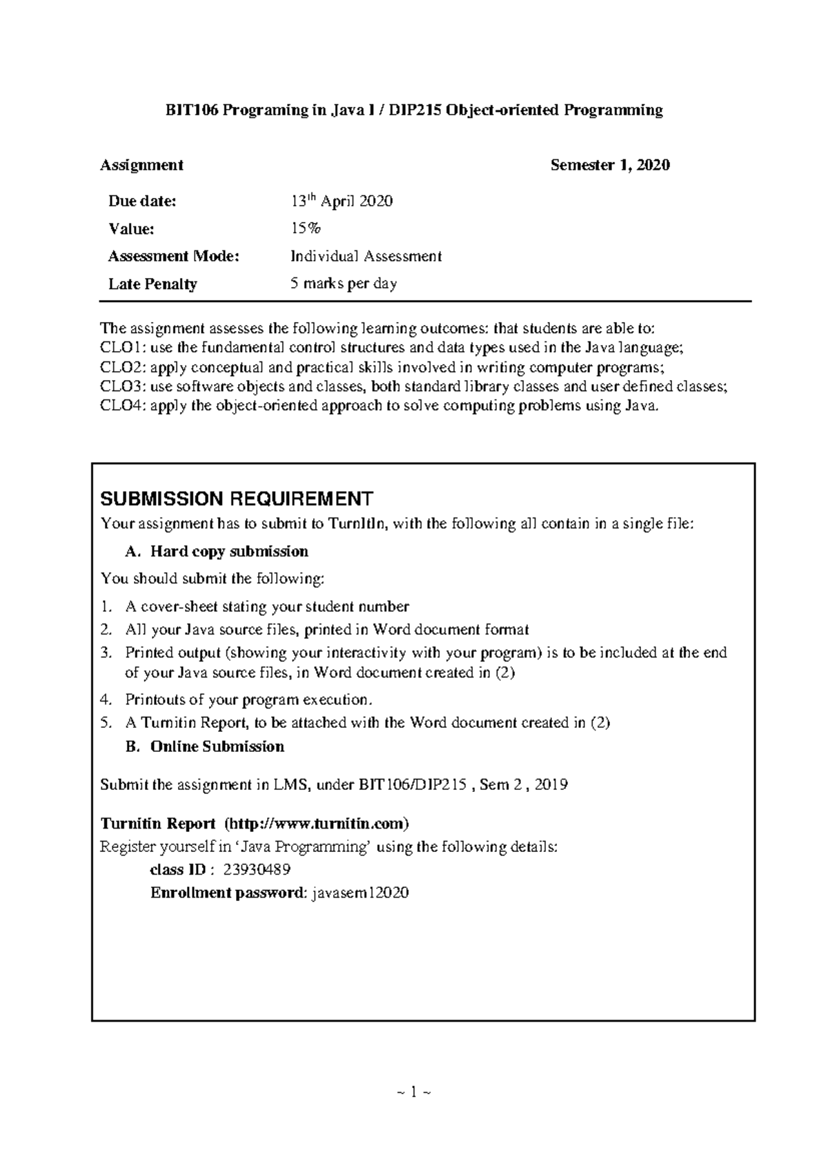 BIT106 Java Assignment 2: Hostel Management Application Design - Studocu