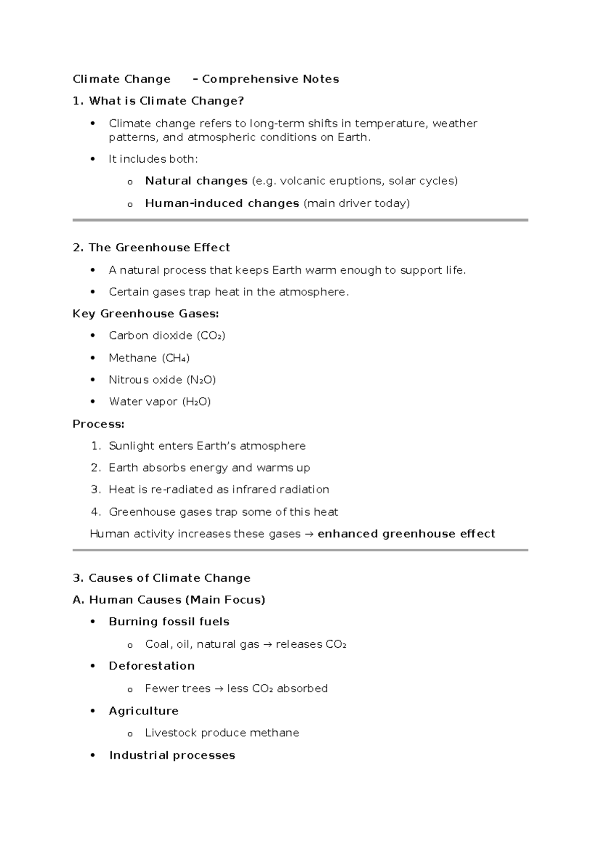 Climate Change Comprehensive Notes: Key Concepts & Impacts - Studocu