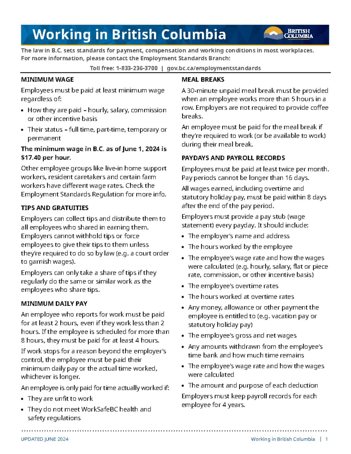 Updated Guidelines on Employment Standards in British Columbia ...