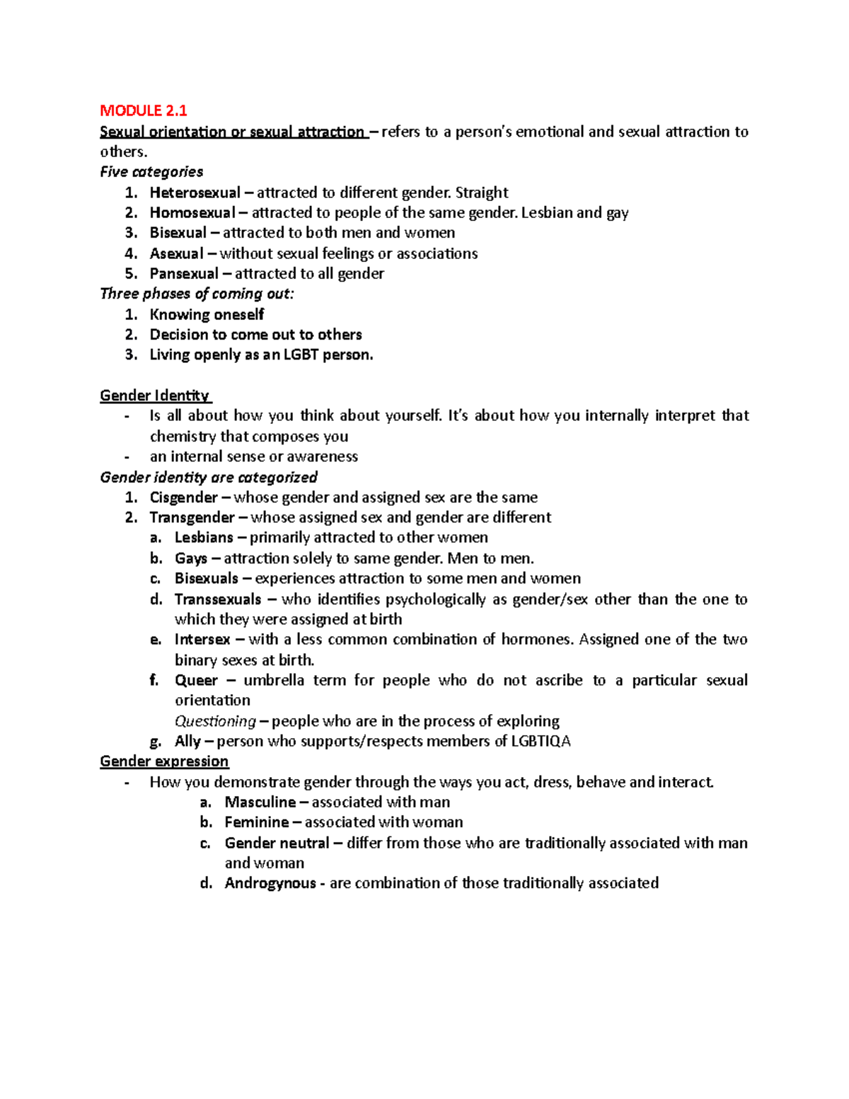 Gender and Society Notes 2: Understanding Sexual Orientation and ...