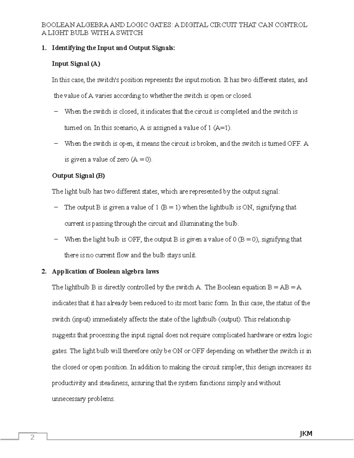 CS1105-01 Assignment: Boolean Algebra & Logic Gates for Light Control ...