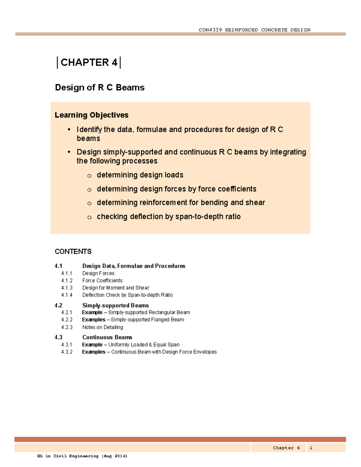 CH4 Design of R C Beams (2018-06-06) - Chapter 4 1 │CHAPTER 4│ Design ...