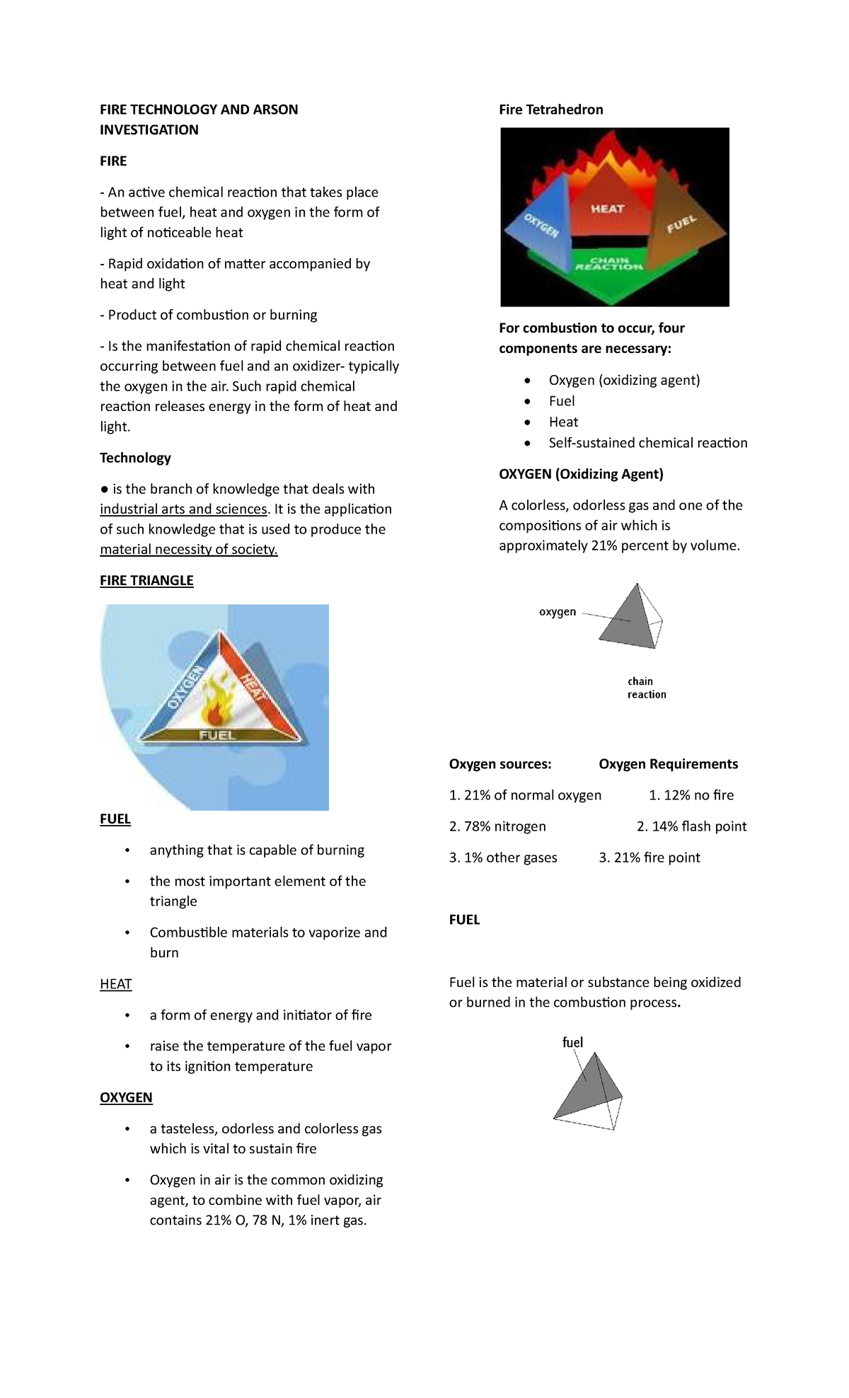 FIRE 101: Comprehensive Notes on Fire Technology & Arson Investigation ...