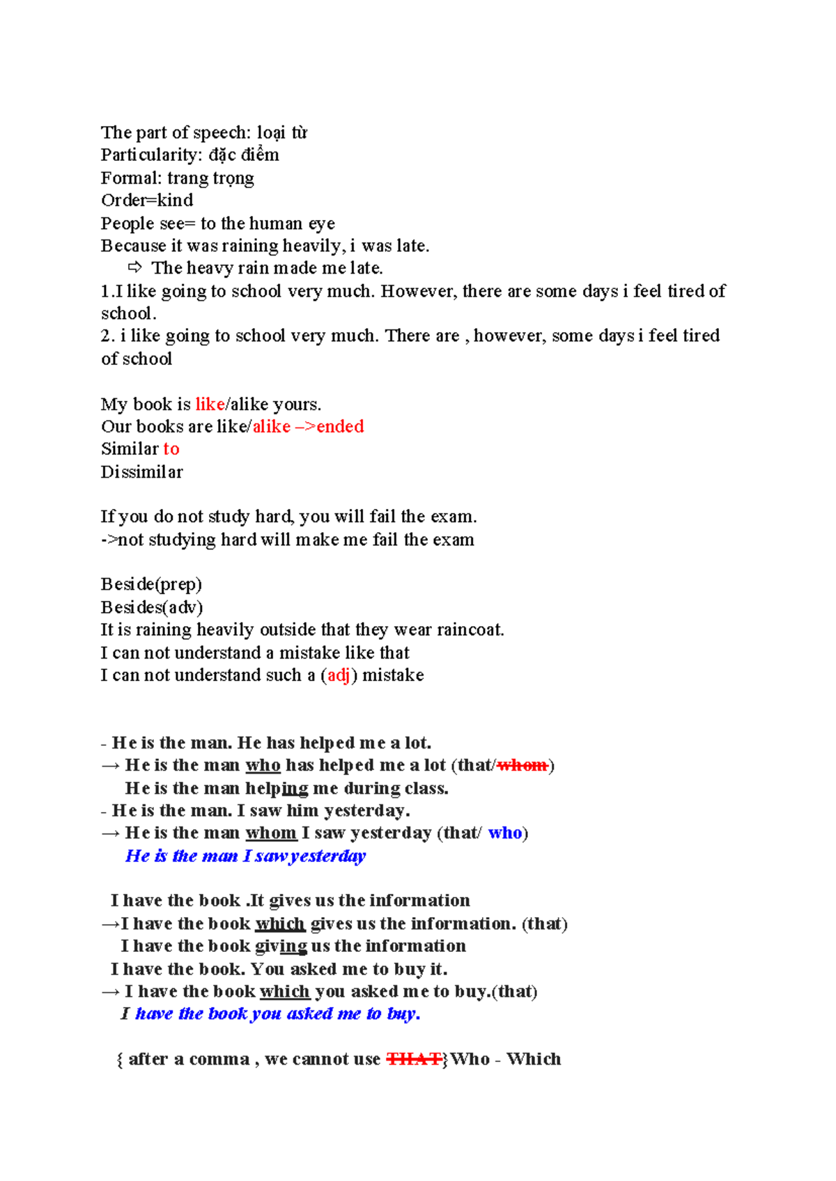 ANH - Part of Speech: Understanding Types and Characteristics - Studocu