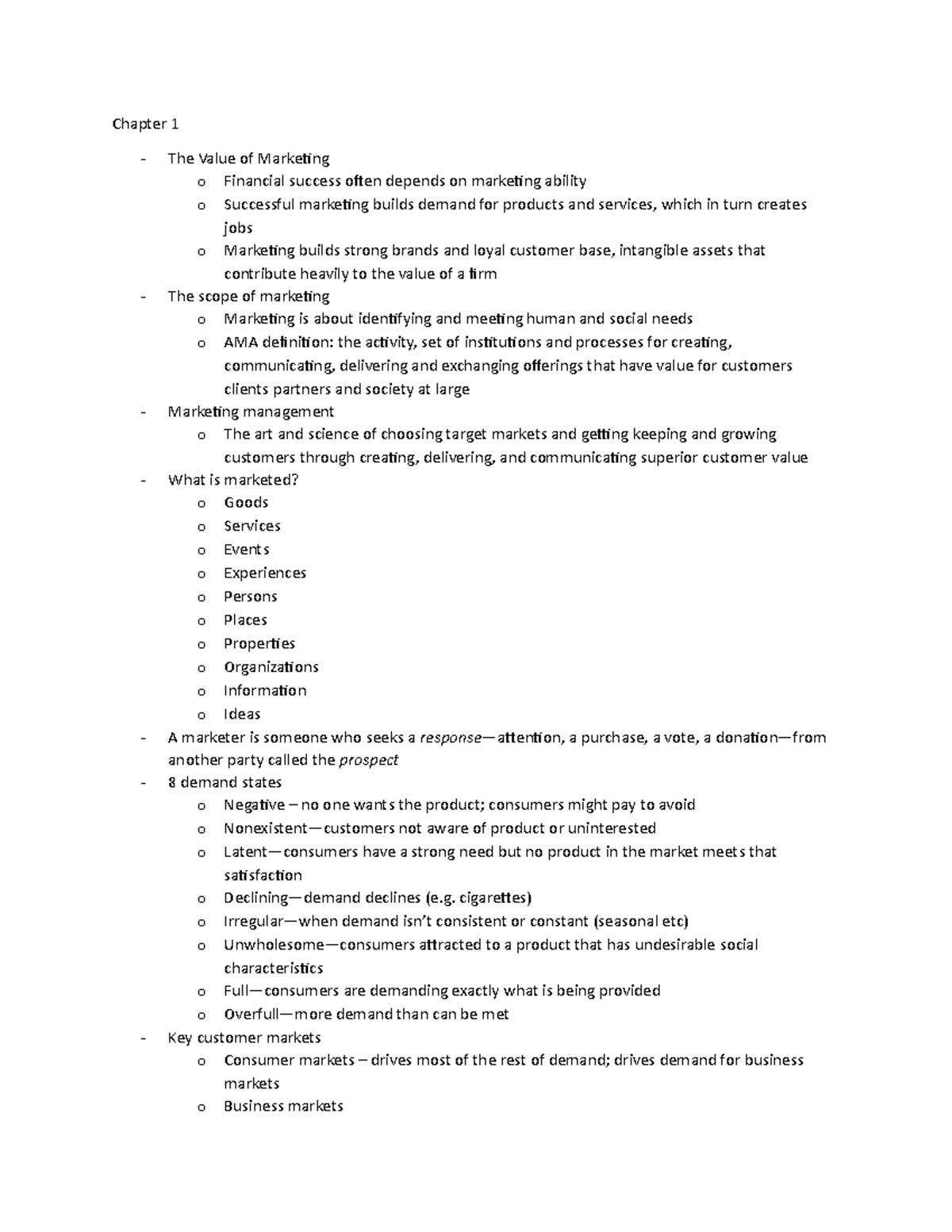 Exam1 MKTG - Lecture Notes on Marketing Principles & Concepts - Studocu