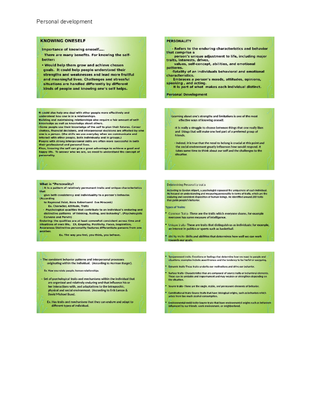 Untitled document - I cannot - Personal development KNOWING ONESELF ...