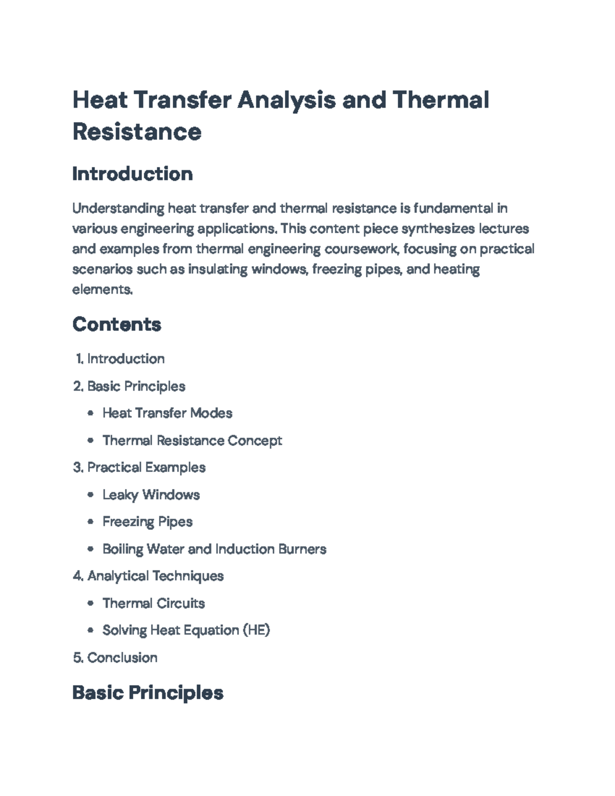 Heat Transfer Analysis and Thermal Resistance in Engineering (ENG101 ...