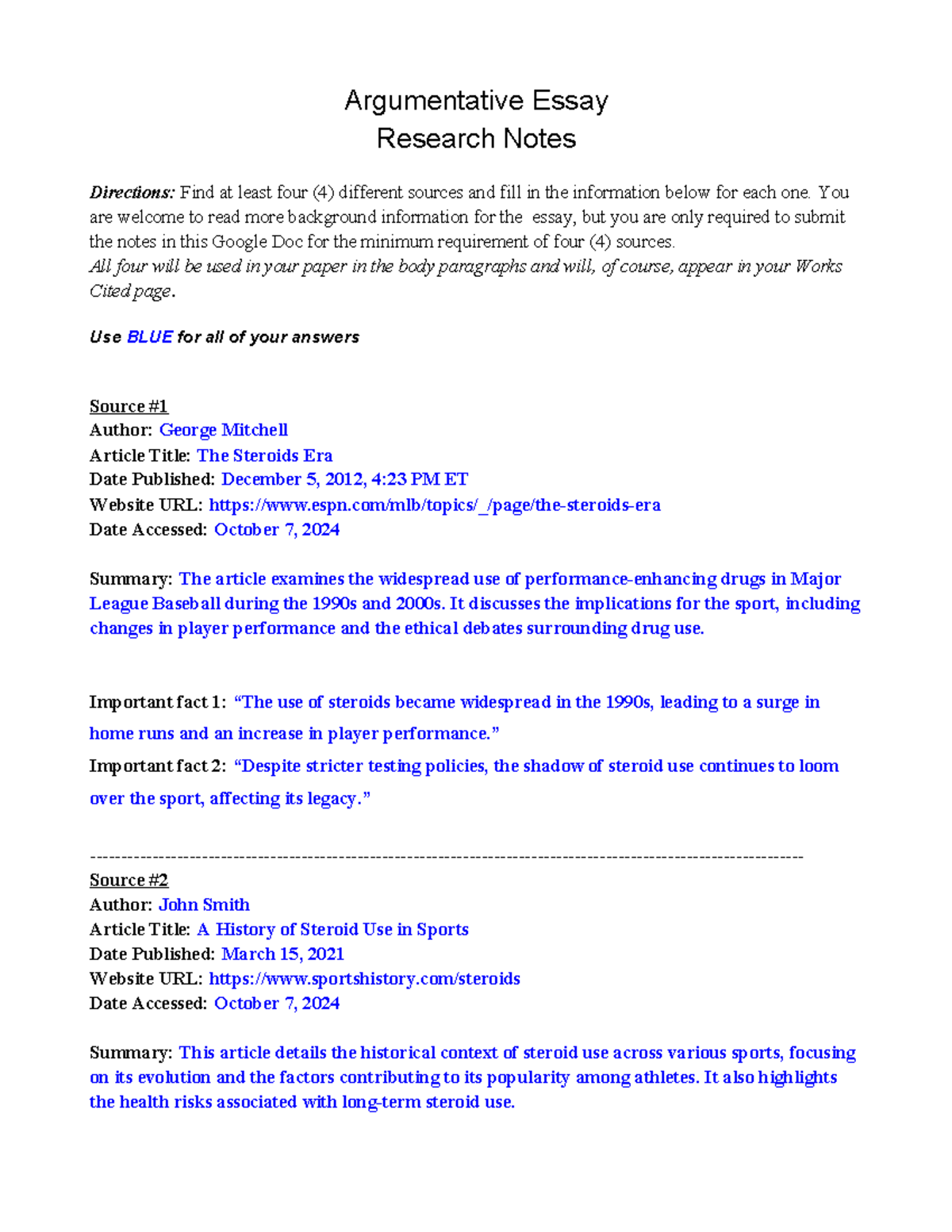 Atlas EADY - Argumentative Essay Research Notes on Steroid Use - Studocu